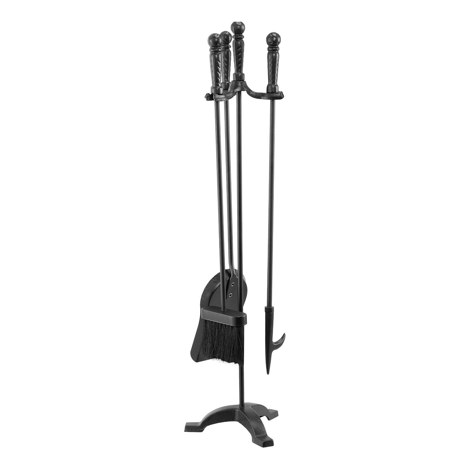 Alt View 5. VEVOR - Fireplace Tool Set, 4 PCS Fire Tool Set and Holder with Three-Prong Stand, Ash Shovel, Brush, Fire Place Poker - Black.