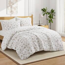 Peace Nest - Floral Printed Comforter Set with Pillowcases, Bedding Set for All Season - White