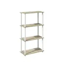 FurniFact - Wooden Bookcase with Open Shelves for Home Office Storage - Sonoma Oak/White
