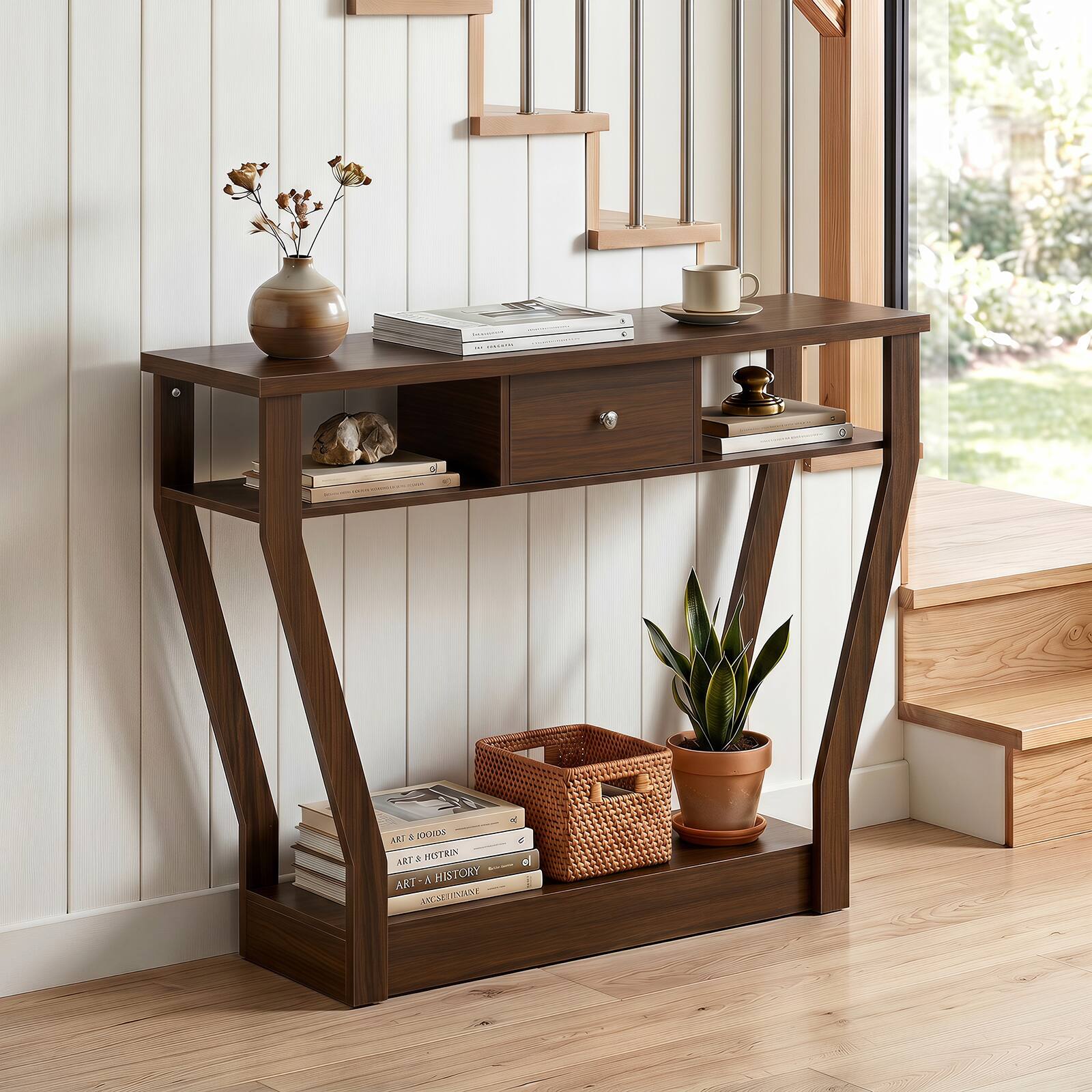 Costway Console Table Modern Sofa Accent Table with Drawer Entryway ...