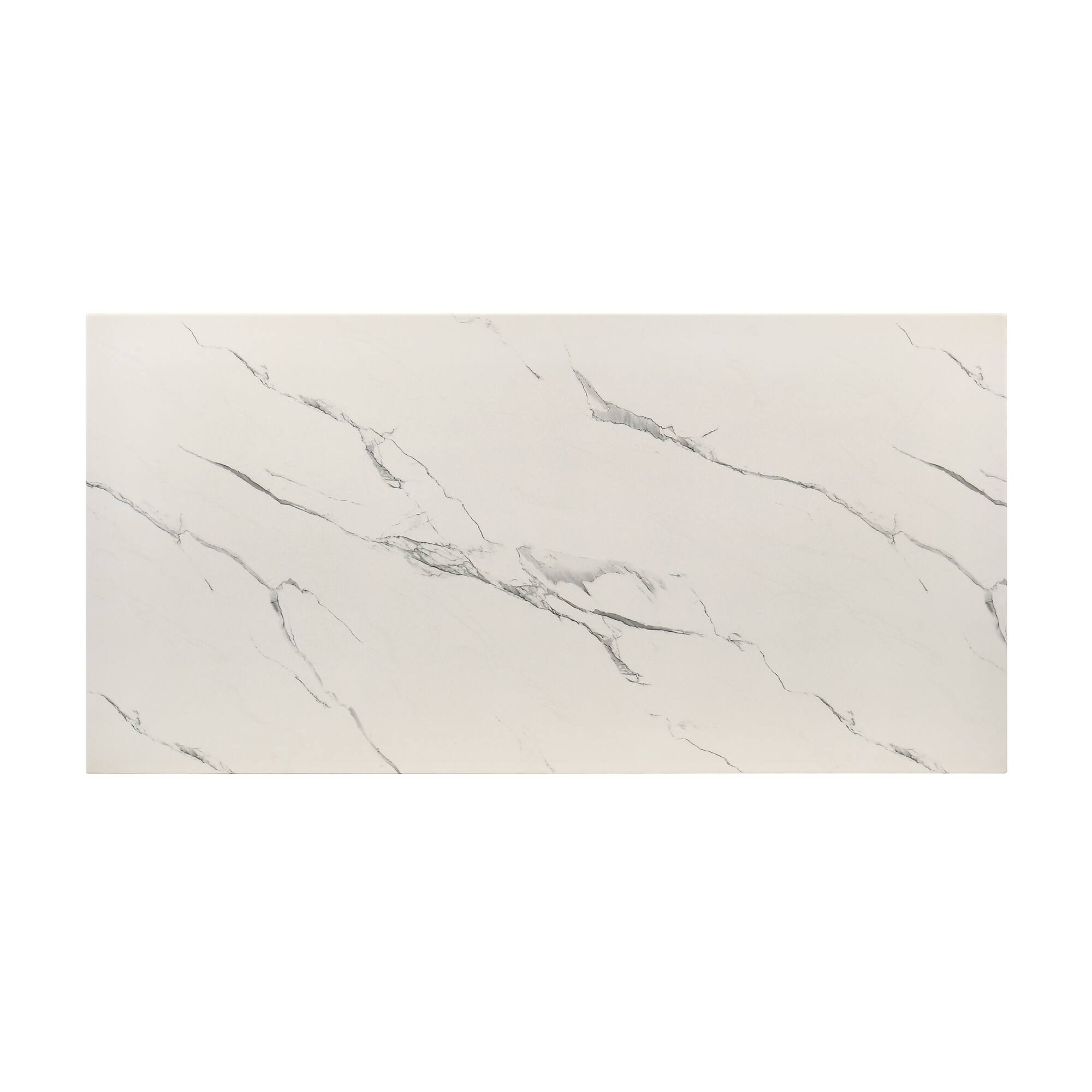 Back. Vaczon - Faux Marble Table Set, Coffee Table & 2 Side Tables, Solid Wood Legs and Engineered Wood Frame - White.