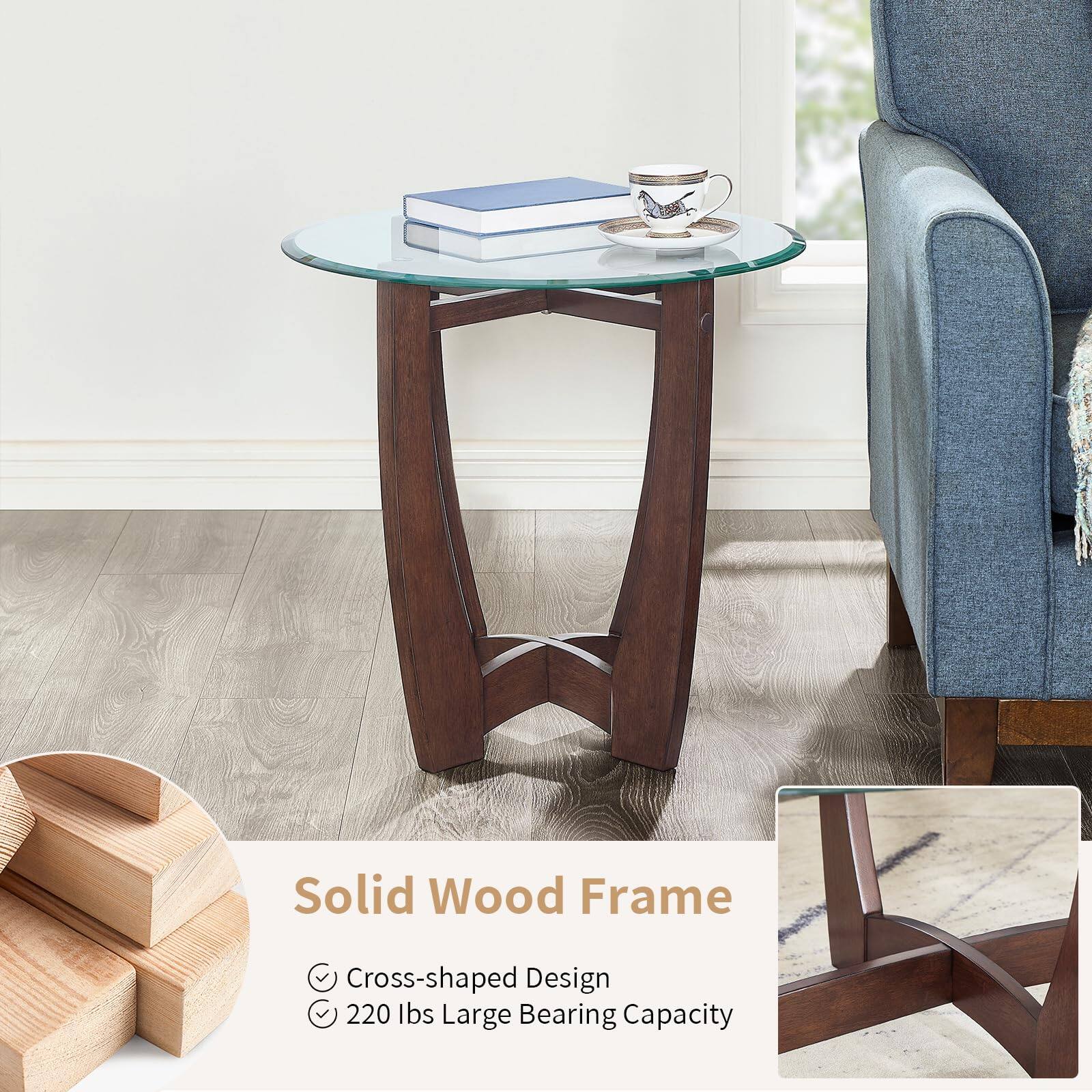 Solid Wood Frame  
Cross-shaped Design  
220 lbs Large Bearing Capacity