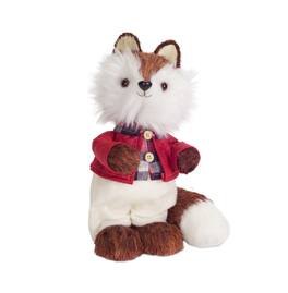 Diva At Home - Plush Mr. Fox Christmas Figurine - 10.75" - and White - Brown