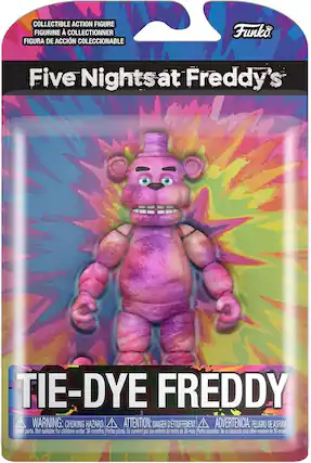 COLLECTIBLE ACTION FIGURE FIGURINE À COLLECTIONNER FIGURA DE ACCIÓN COLECCIONABLE Funk Five Nights at Freddy's TIE-DYE FREDDY WARNING: CHOKING HAZARD! ATTENTION: DANGER DE TOUFFEMENT! ADVERTENCIA: PELIGRO DE ASFIXIA Small parts. Not suitable for children under 36 months. Petites pièces. Ne convient pas aux enfants de moins de 36 mois. Partes pequeñas. No es adecuado para niños menores de 36 meses.
