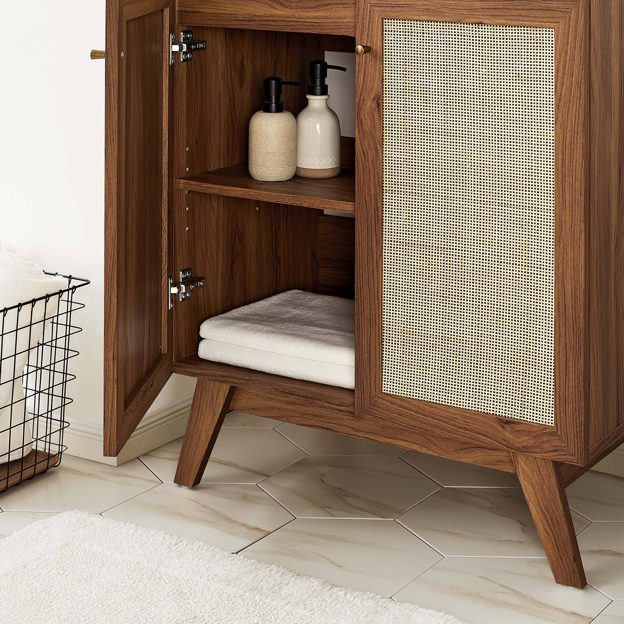 Alt View 1. Modway - Soma Bathroom Vanity with Black Basin Included by Modway - Walnut Black.