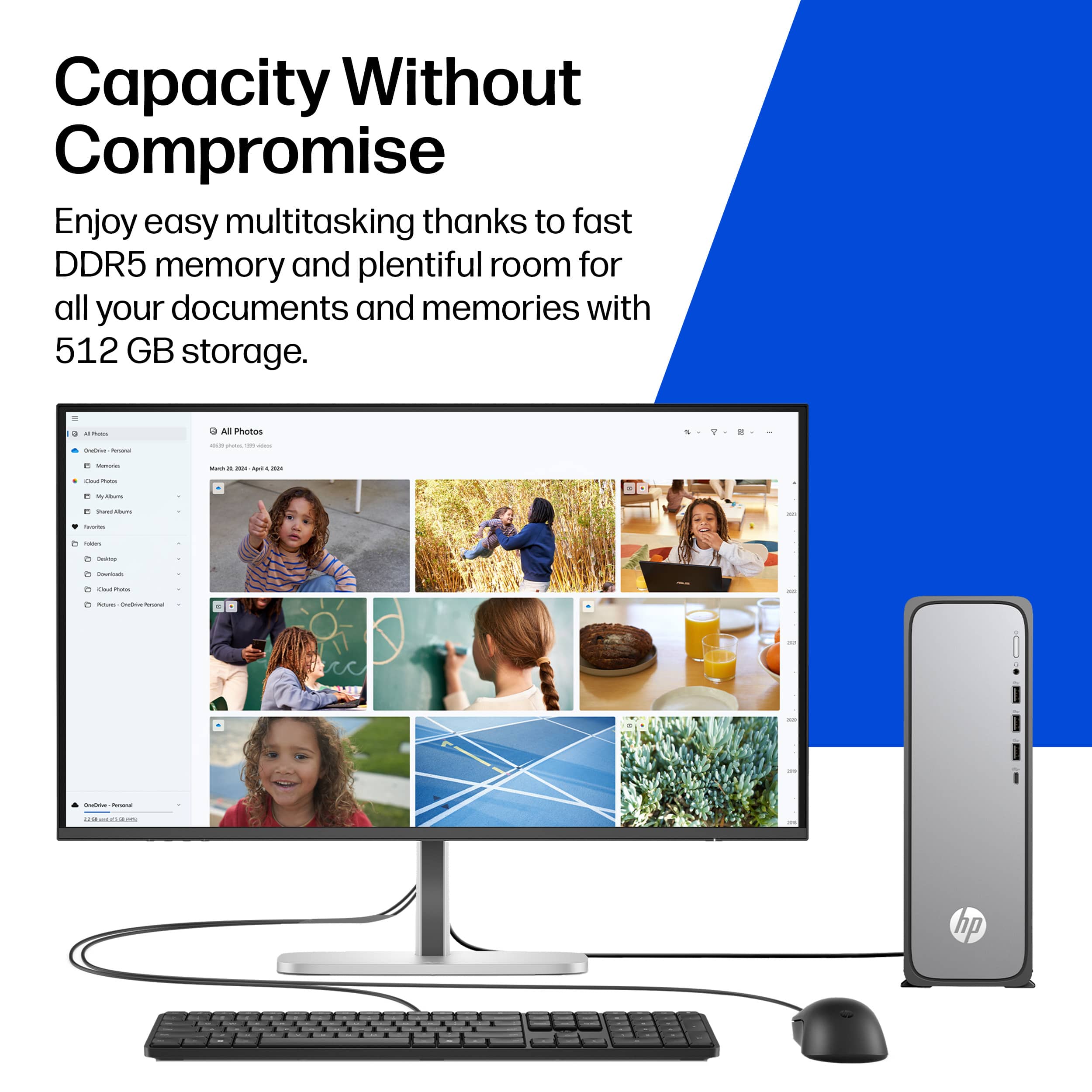 HP OmniDesk Slim Desktop AMD Ryzen 7 7445HS 8GB DDR5 Memory 512GB