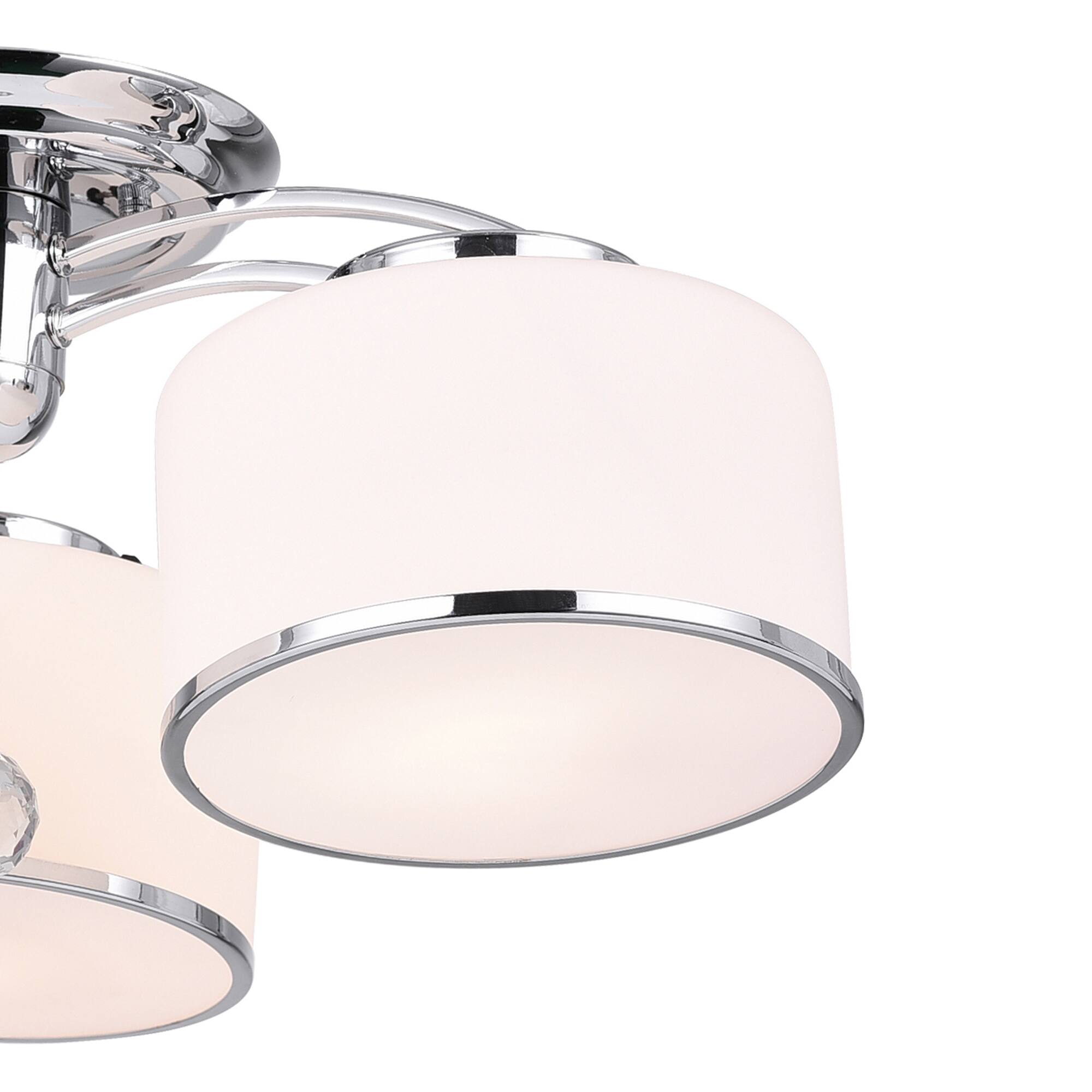 Left. CWI Lighting - Frosted 5 Light Drum Shade Flush Mount With Chrome Finish - Chrome.