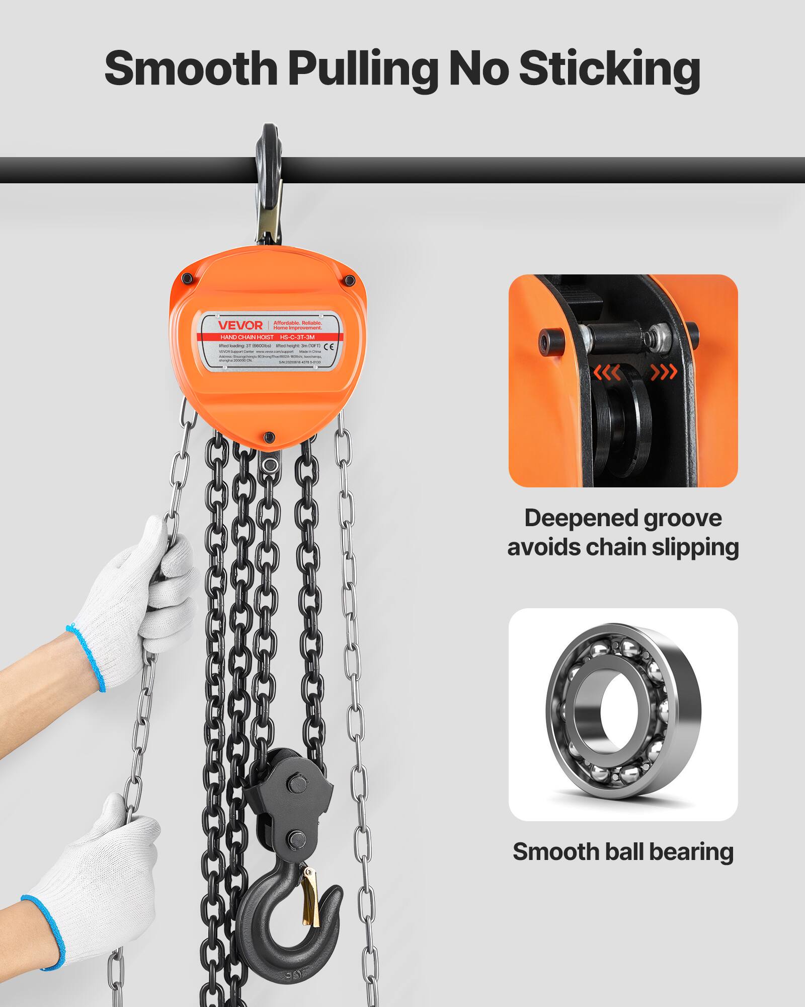 Smooth Pulling No Sticking

- Potdate VEVOR - MANL CHARENEL H-C-21-3M
- Deepened groove avoids chain slipping
- Smooth ball bearing