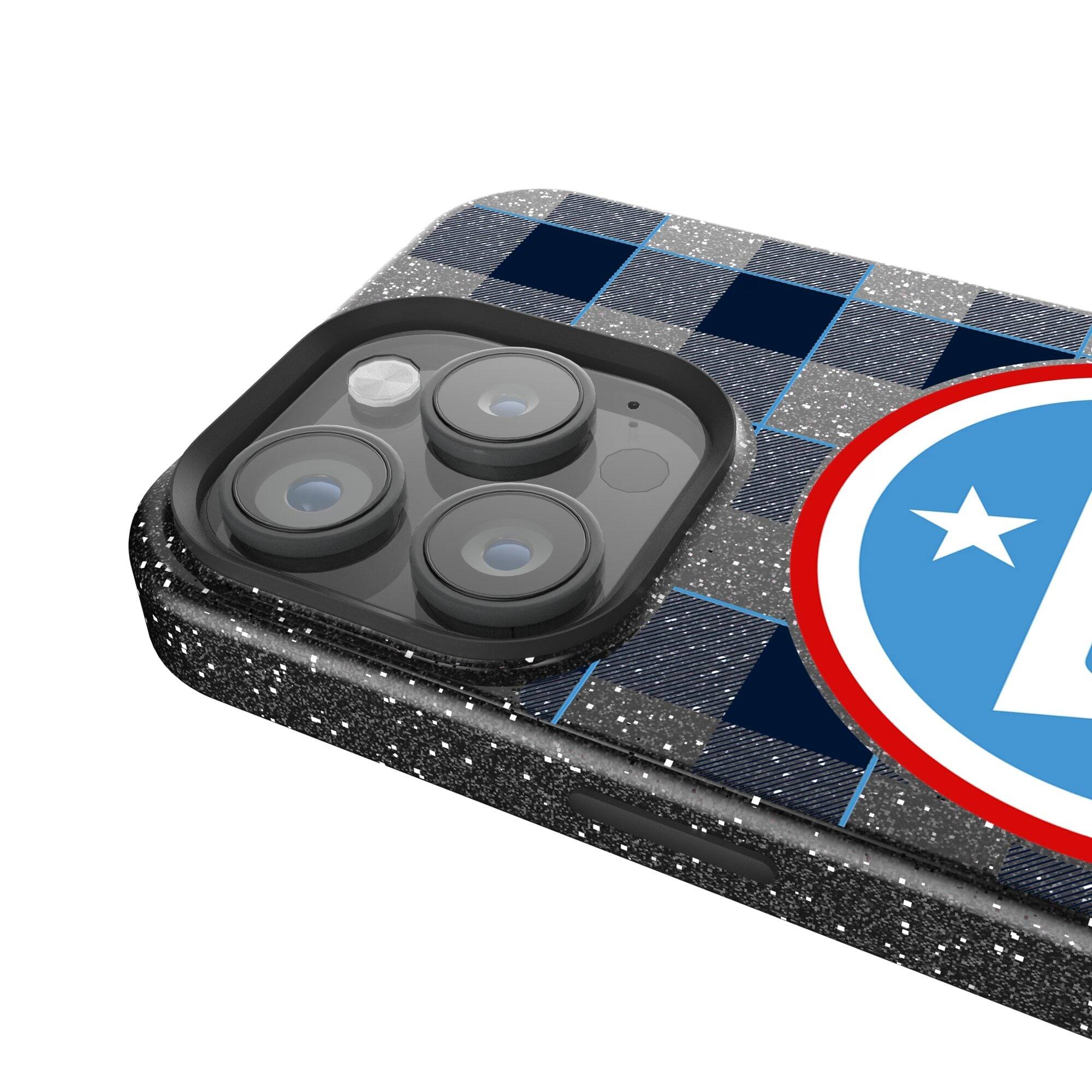 Alt View 2. Keyscaper - Tennessee Titans Plaid Bling iPhone Case - 14 - Black.