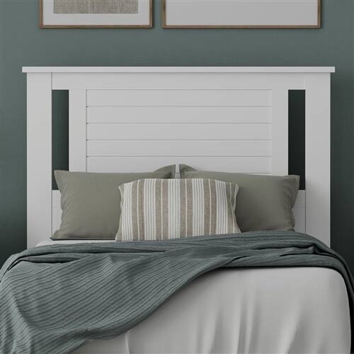Angle. Hivvago - Twin Size Farmhouse Solid Wood Slatted Headboard in White Finish - White.
