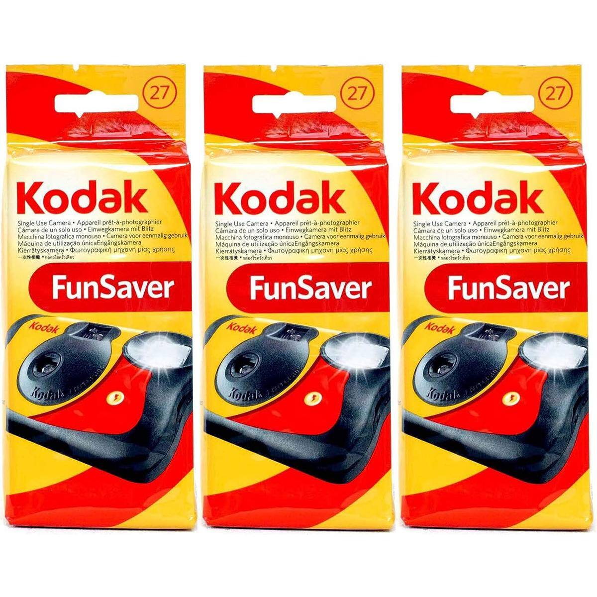 Bundle - Kodak - Fun Saver 35mm Disposable Camera with Flash, 27 Exposures, 3-Pack