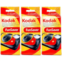 Bundle - Kodak - Fun Saver 35mm Disposable Camera with Flash, 27 Exposures, 3-Pack