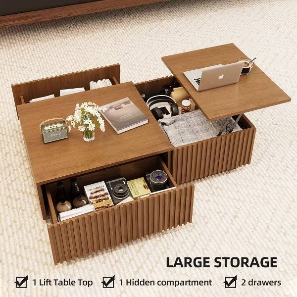 LARGE STORAGE  
1 Lift Table Top  
1 Hidden compartment  
2 drawers