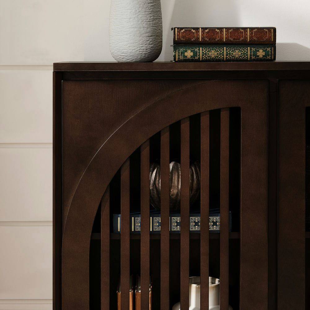 Angle. Kadyn - Mid-Century Modern V-Shape Narrow Storage Cabinet and Sideboard - Black - Black.