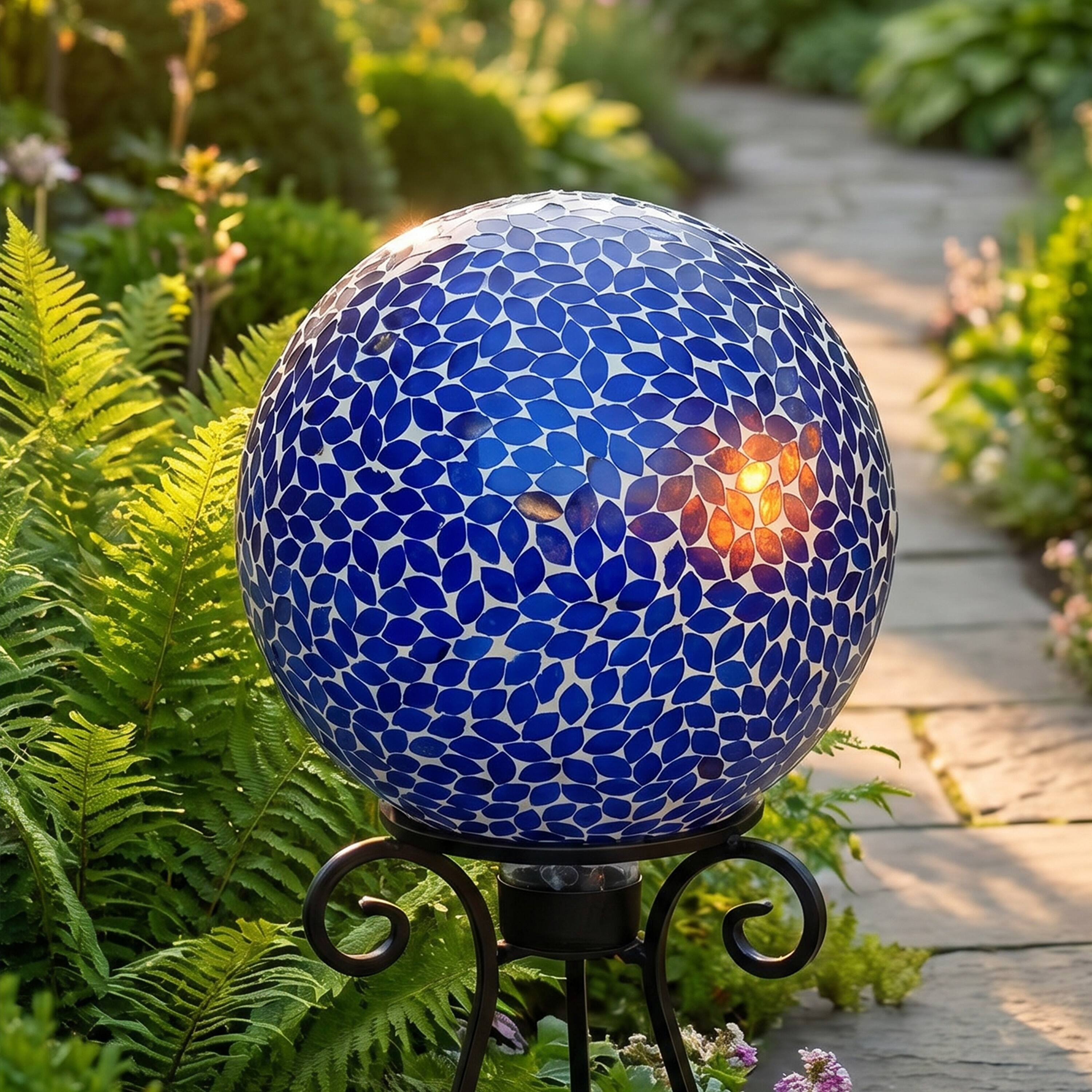 Alt View 3. Sunnydaze - Crackled Glass Mosaic Gazing Globe - 10 in - Lavender.