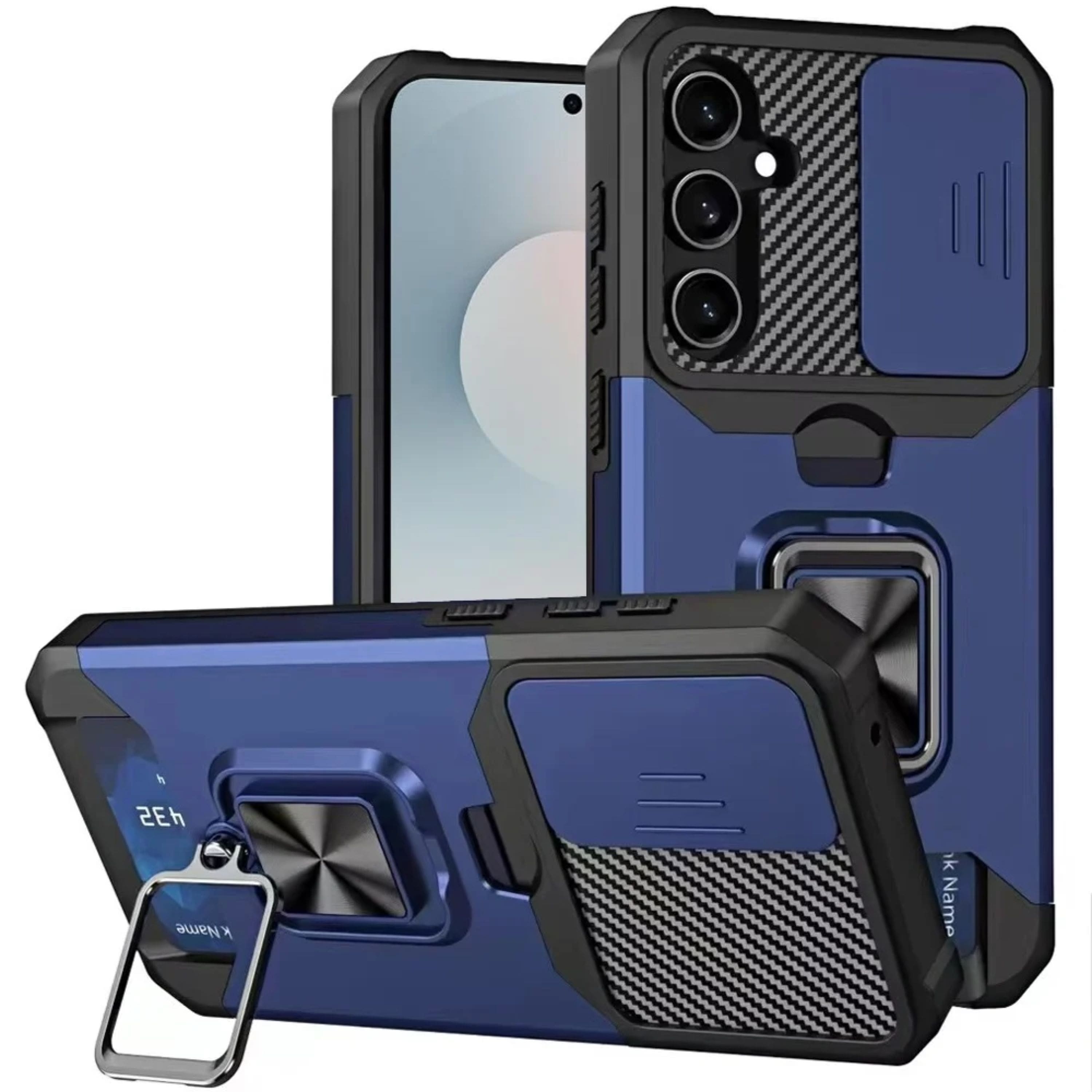 Kitcheniva - Multi-Use Card Holder with Lens Cover Plus Tempered Glass For Samsung S25 FE - Blue