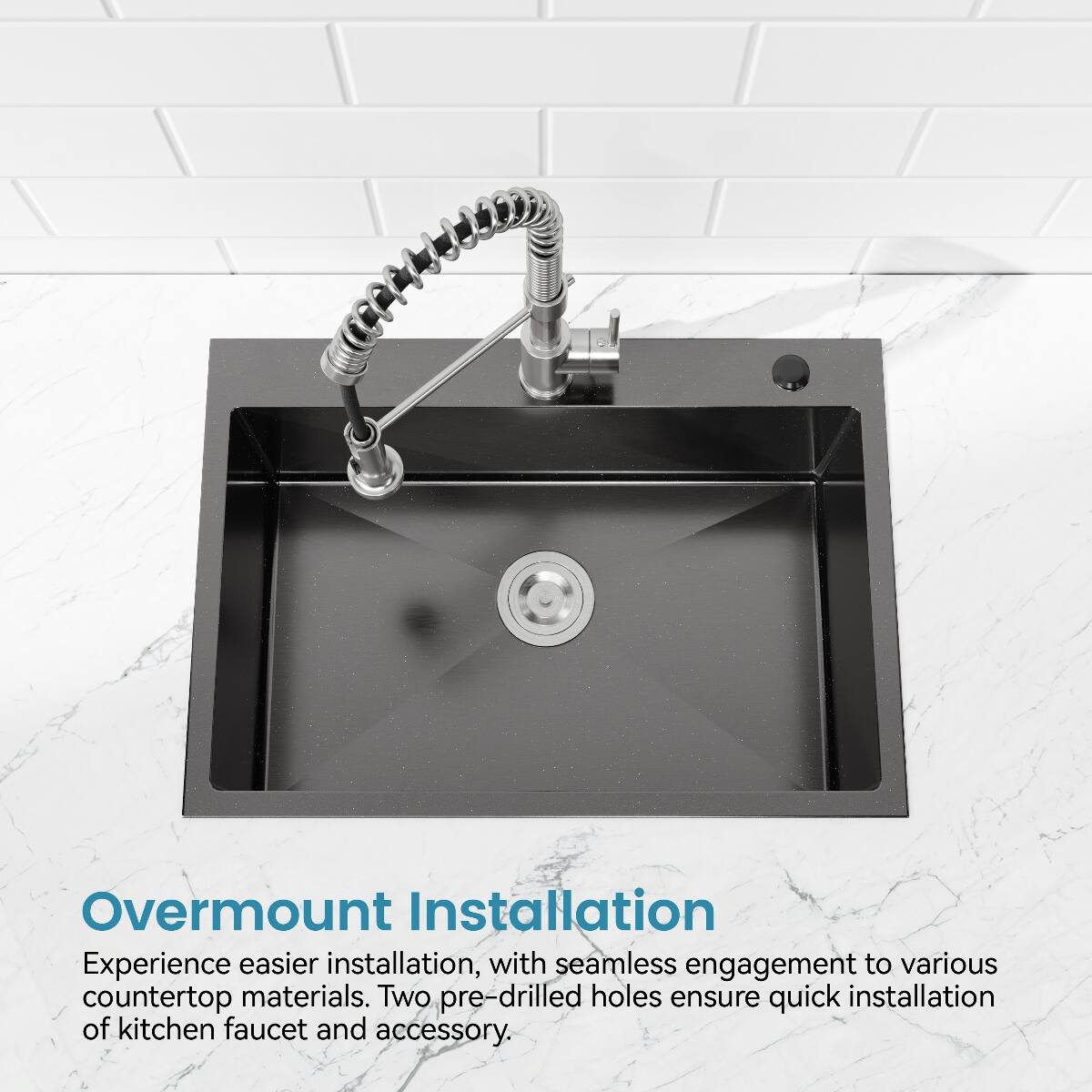 Ropilly Stainless Steel Overmount Sink 33 x 22 Single Bowl Kitchen Sink ...
