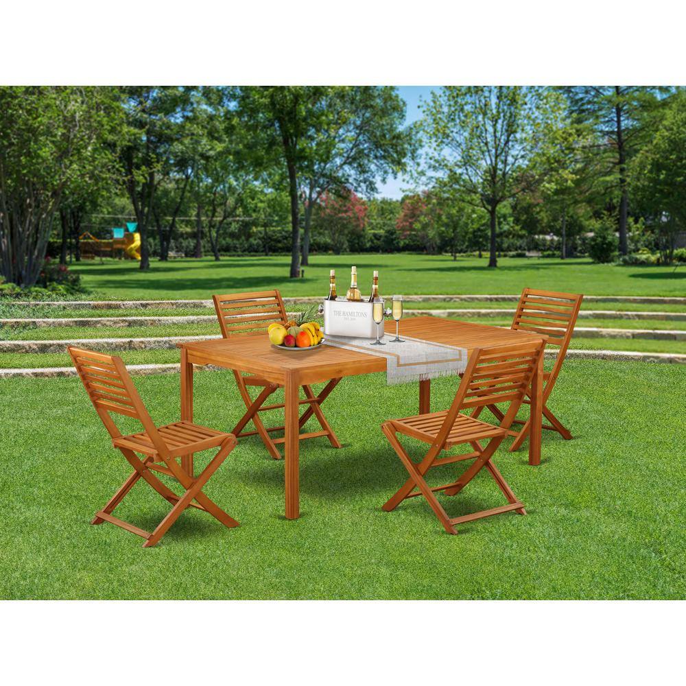 Back. East West Furniture - Wooden Patio Set Natural Oil - Brown.