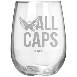 Great American Products - Washington Capitals Etched 17oz. Rally Cry Stemless Wine Glass - Multicolor