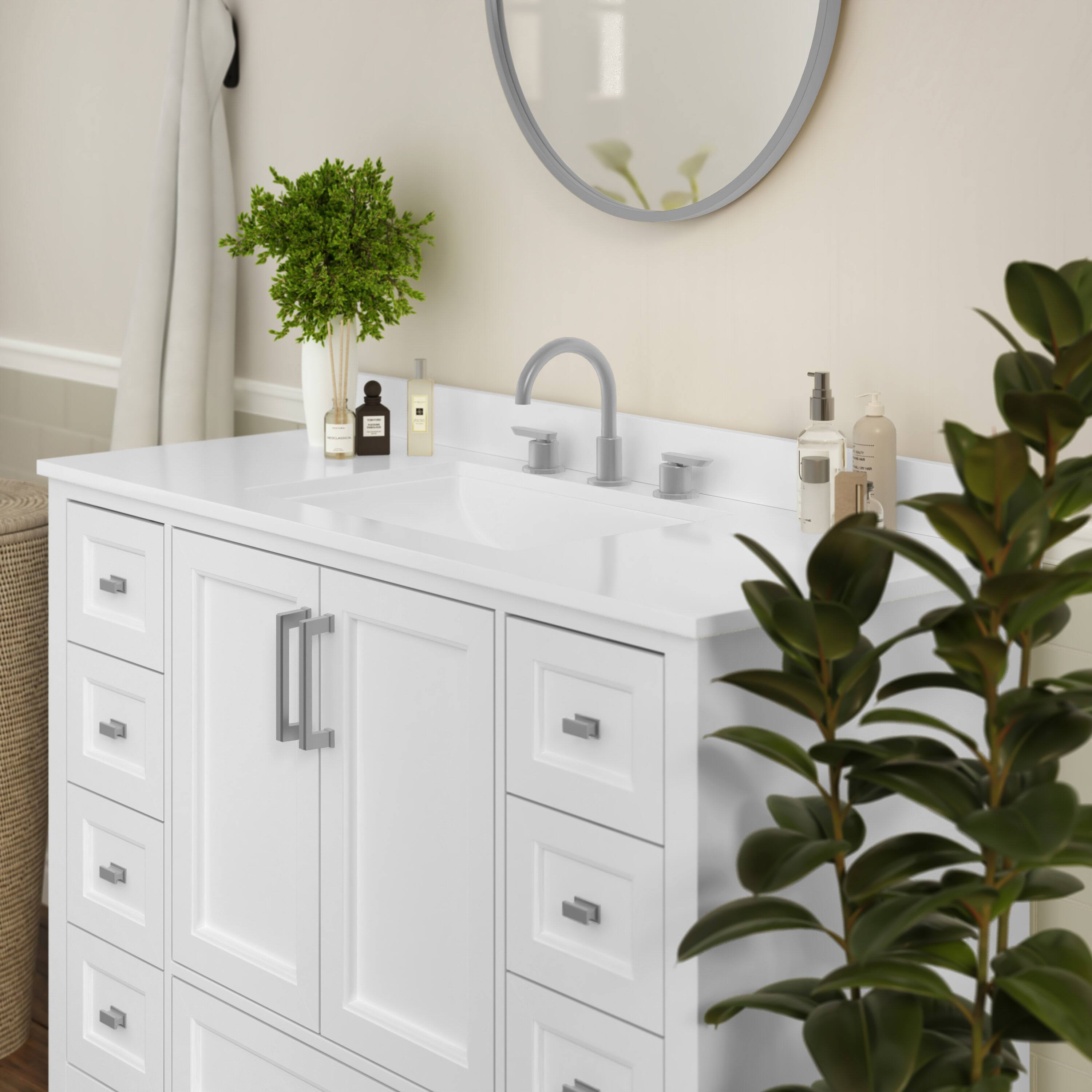 Alt View 2. Flash Furniture - Vega 48 Inch Bathroom Vanity with Sink, Storage Cabinet with Soft Close Doors, and 9 Drawers, Carrara Marble Finish Coun - White.