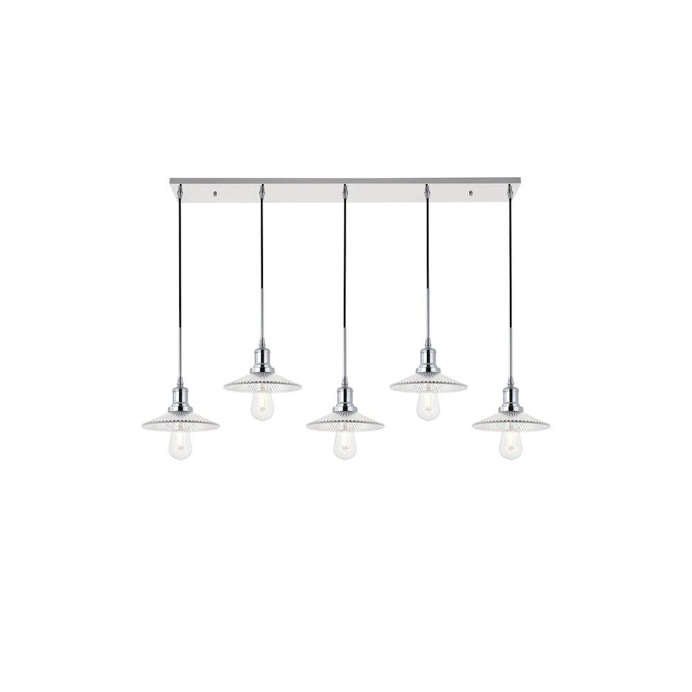 Alt View 3. Living District - Waltz 5 Light Chrome Pendant - Chrome And Clear.