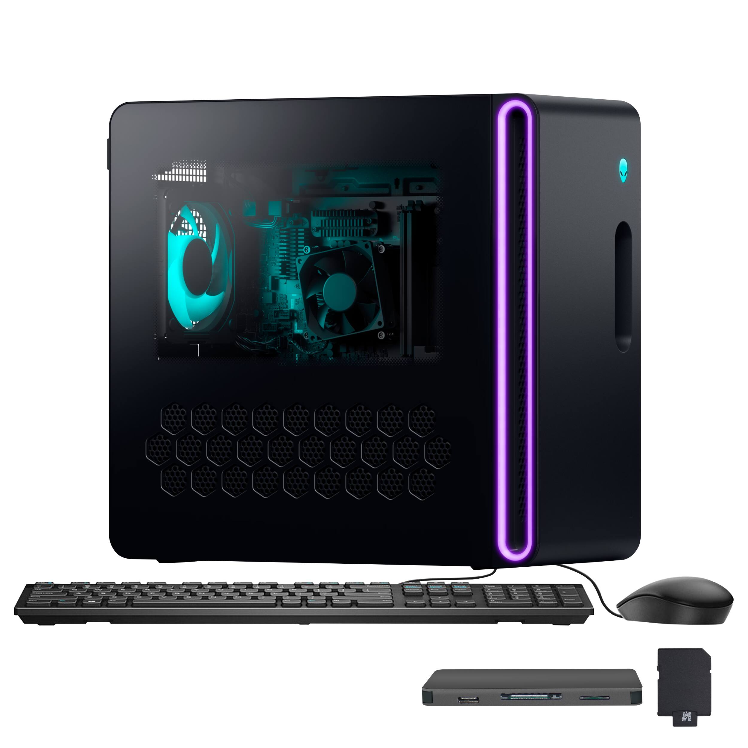 Front. Dell - Aurora Gaming Desktop - Intel Core Ultra 7 265F 2025 - 32GB Memory - NVIDIA GeForce RTX 5070 Ti 16GB - 1TB Storage - Black.