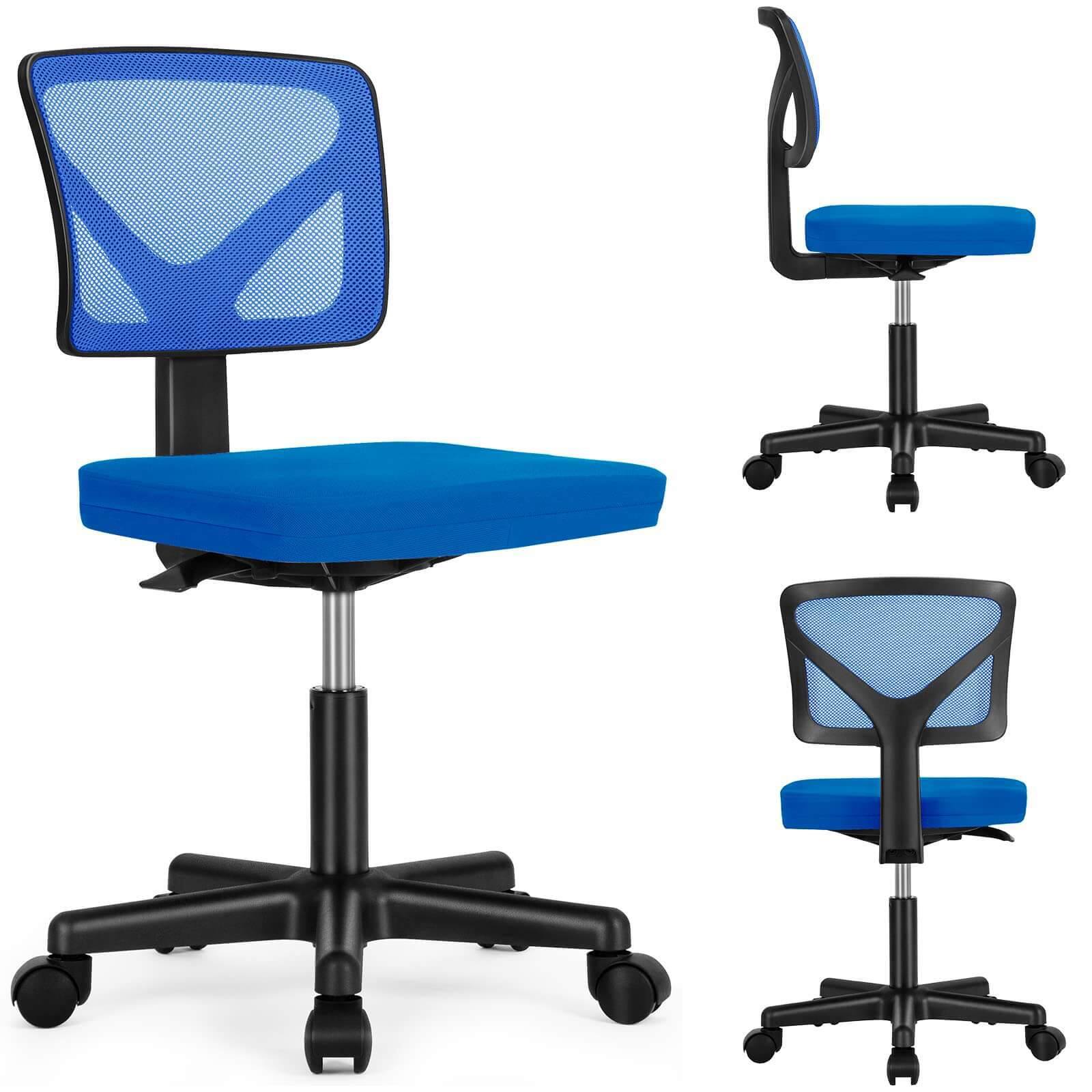 Back. Spaco - Spaco Mesh Low-Back Armless Office Chair,Swivel Rolling Computer Chair No Arms with Lumbar Support, for Home Office - Blue.