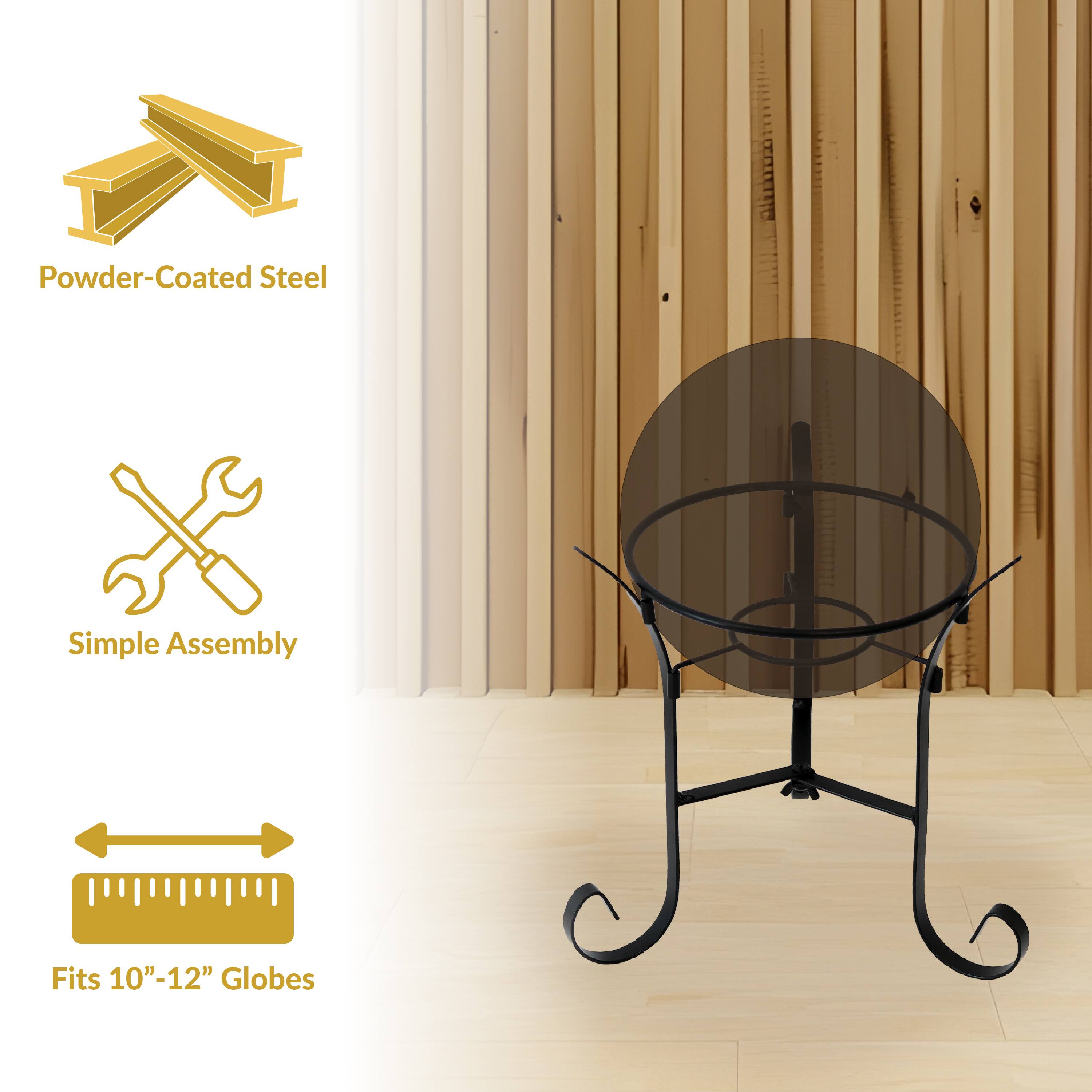 Powder-Coated Steel  
Simple Assembly  
Fits 10"-12" Globes