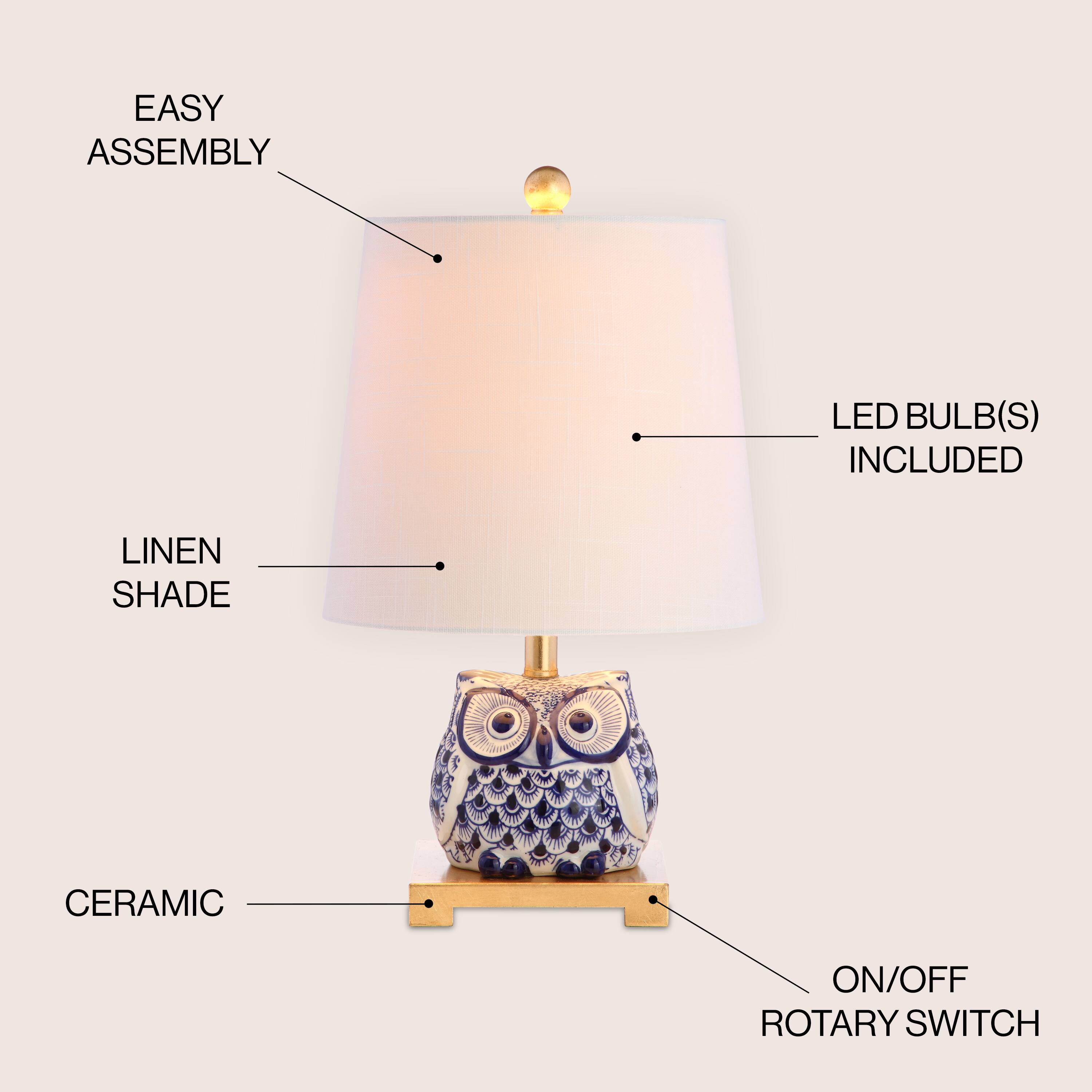 - Easy Assembly
- LED Bulb(s) Included
- Linen Shade
- Ceramic
- On/Off Rotary Switch