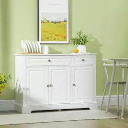 Kadyn - Contemporary Sideboard with 2 Storage Drawers & Adjustable Shelves - White