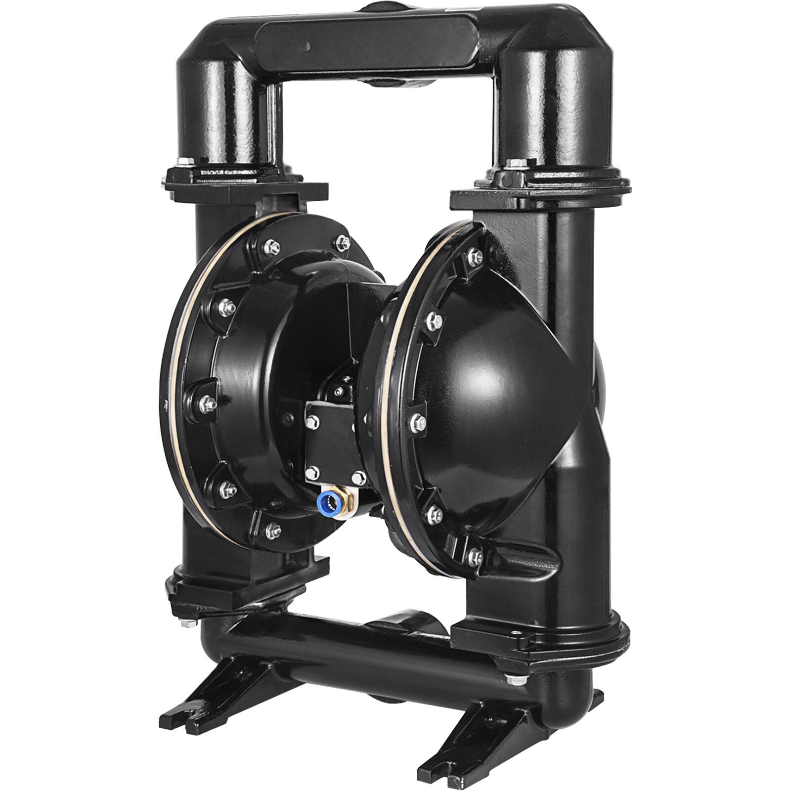 Alt View 5. VEVOR - Air-Operated Double Diaphragm Pump, 2 inch Inlet & Outlet, Aluminum Alloy Body, 75 GPM & Max 120PSI - Black.