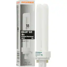 Sylvania - Dulux D/E 18 W T4 1.38 in. D X 1.38 in. L CFL Bulb Natural White Tubular 3500 K 1 pk