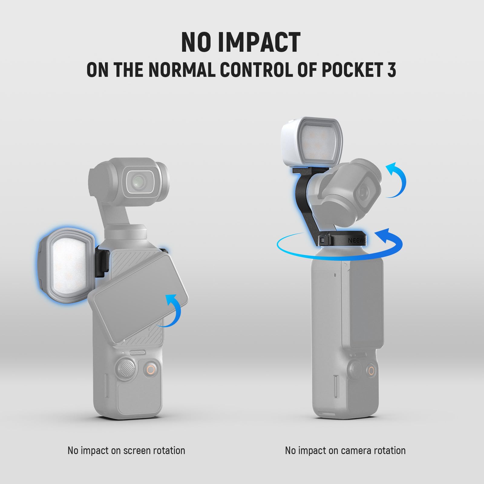 NO IMPACT ON THE NORMAL CONTROL OF POCKET 3

No impact on screen rotation

No impact on camera rotation