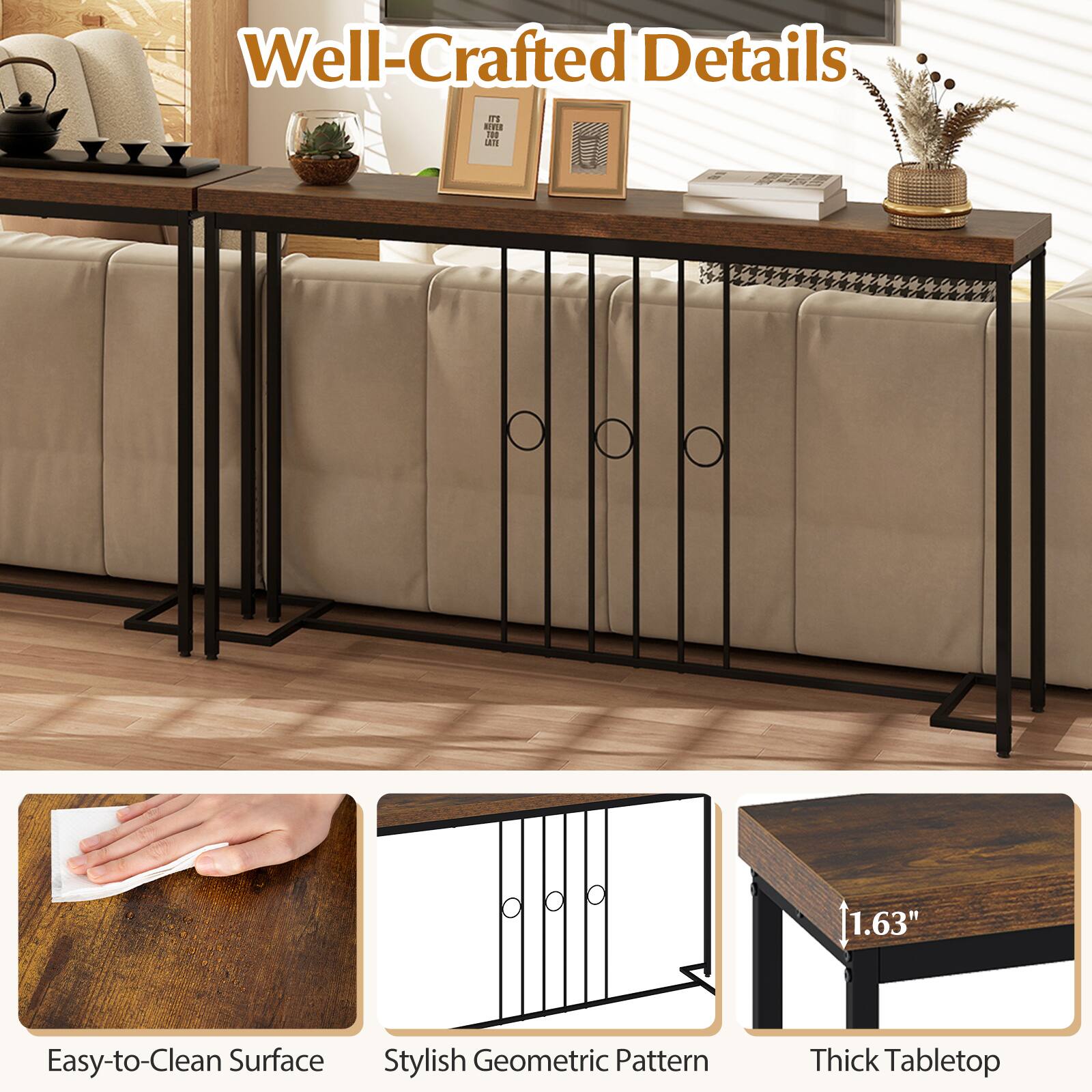 Well-Crafted Details

- Easy-to-Clean Surface
- Stylish Geometric Pattern
- Thick Tabletop (1.63")