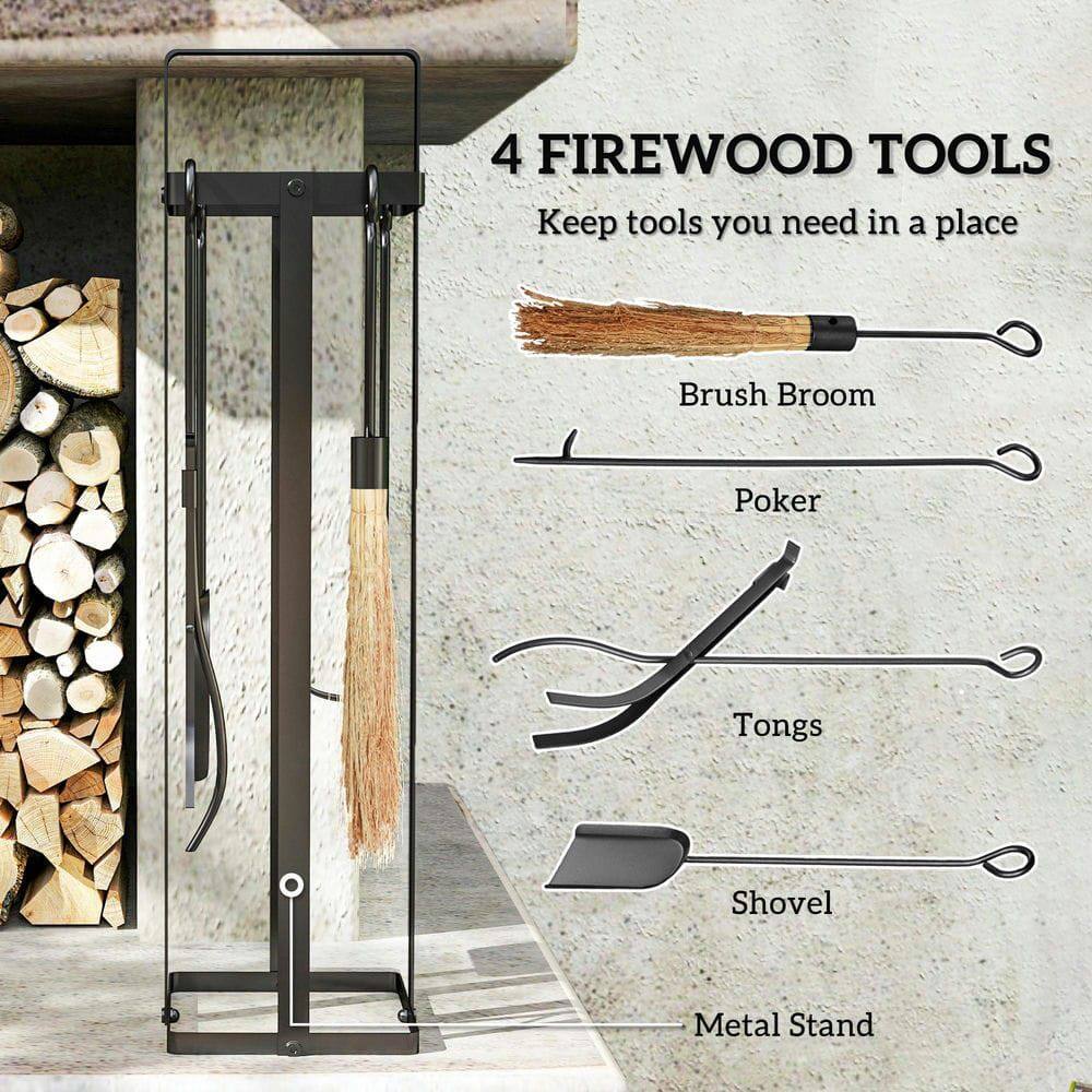 4 FIREWOOD TOOLS  
Keep tools you need in a place

- Brush Broom
- Poker
- Tongs
- Shovel
- Metal Stand