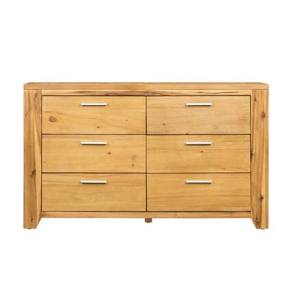Front. TinyHomie - 53x17x31.5in 6-Drawer Dresser - Natural Wood and Brown.