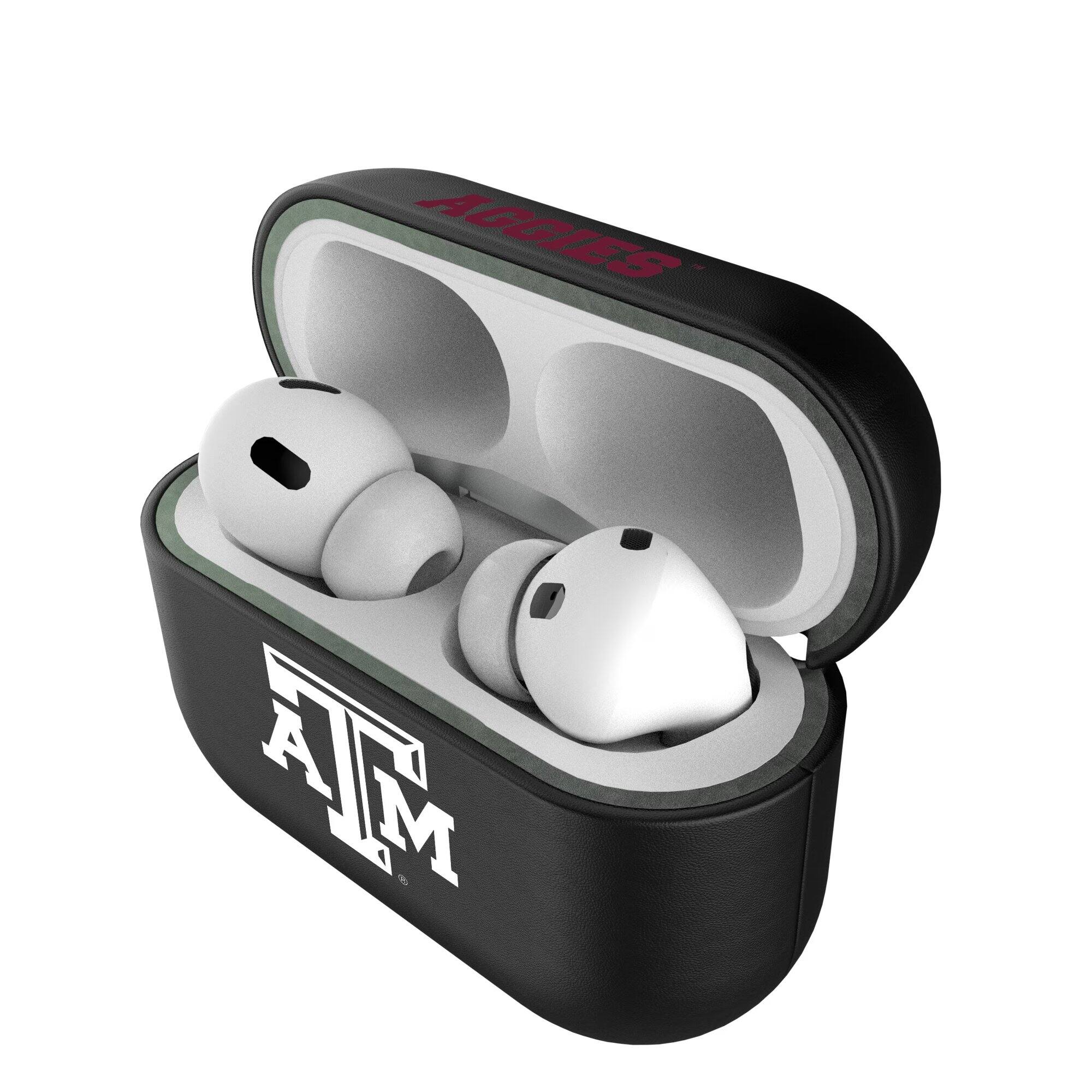 Alt View 3. Keyscaper - Texas A&M Aggies Texas A&M Aggies Insignia 1st Gen AirPods Pro Case Cover - Black.