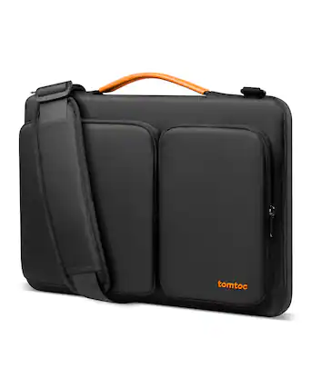 Front. tomtoc - Defender-A42 Recycled Laptop Shoulder Bag for 14 Inch MacBook Pro M4/M3/M2/M1 Pro/Max 2024-2021, 13.8" Surface Laptop 7 - Black.