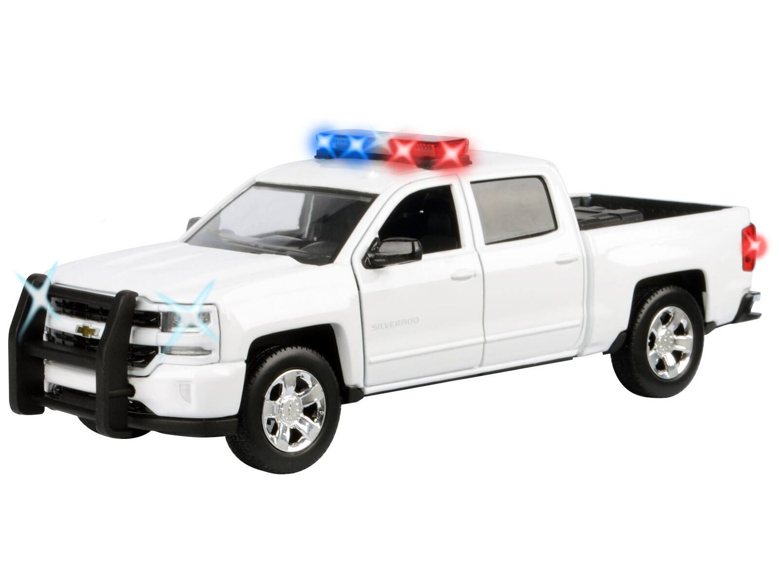 Alt View 1. Motormax - 2017 Chevrolet Silverado 1500 LT Z71 Crew Cab Pickup Truck White with Lights and Sounds 1/27 Model Car by Motormax.