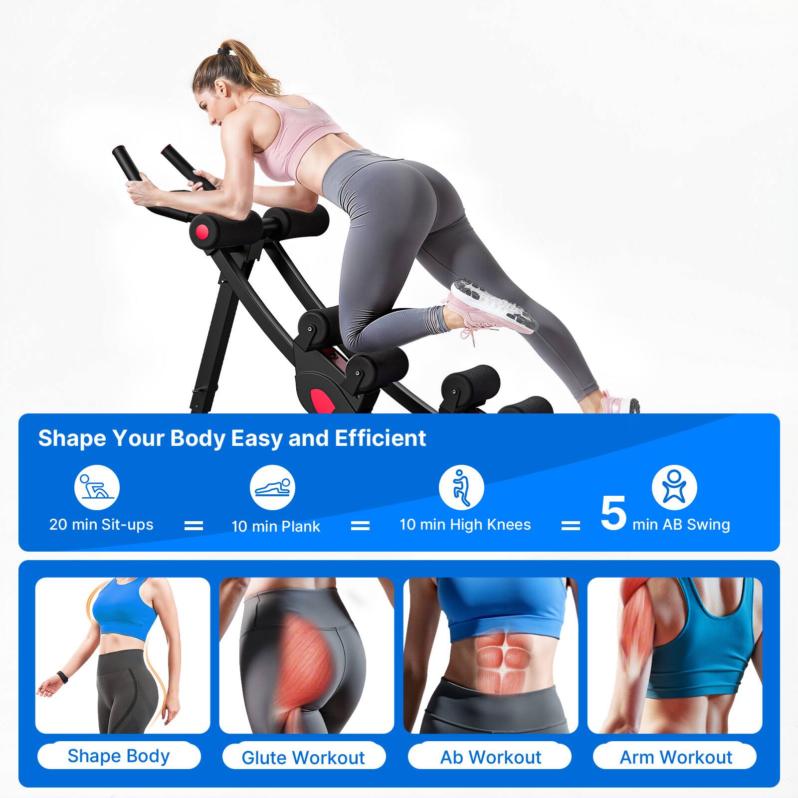 Shape Your Body Easy and Efficient

20 min Sit-ups = 10 min Plank = 10 min High Knees = 5 min AB Swing

Shape Body Glute Workout Ab Workout Arm Workout