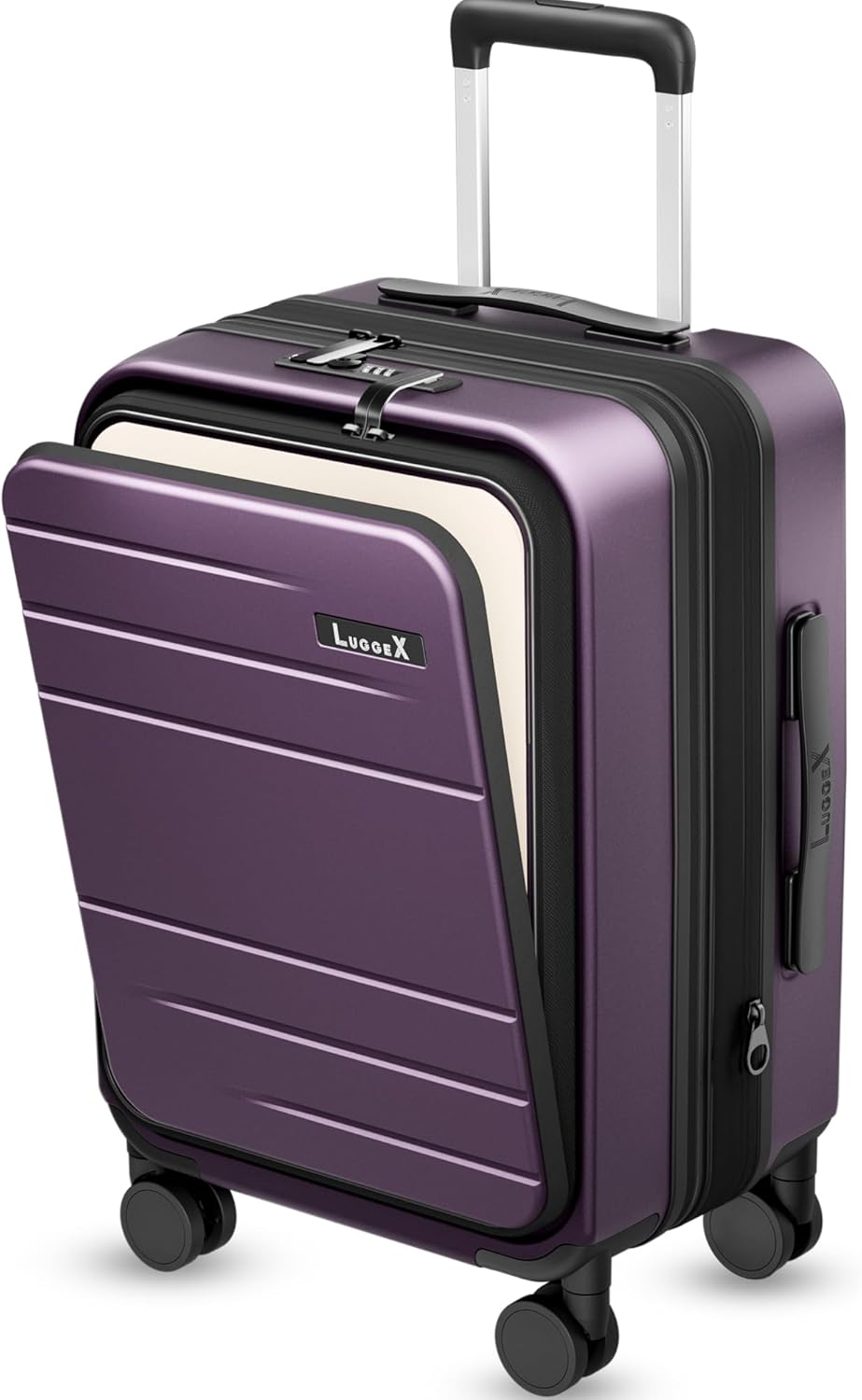 LUGGEX - Carry On Luggage Airline Approved, Expandable PC Suitcase with Front Pocket FLO - FX - Purple price history on PriceWatchPro