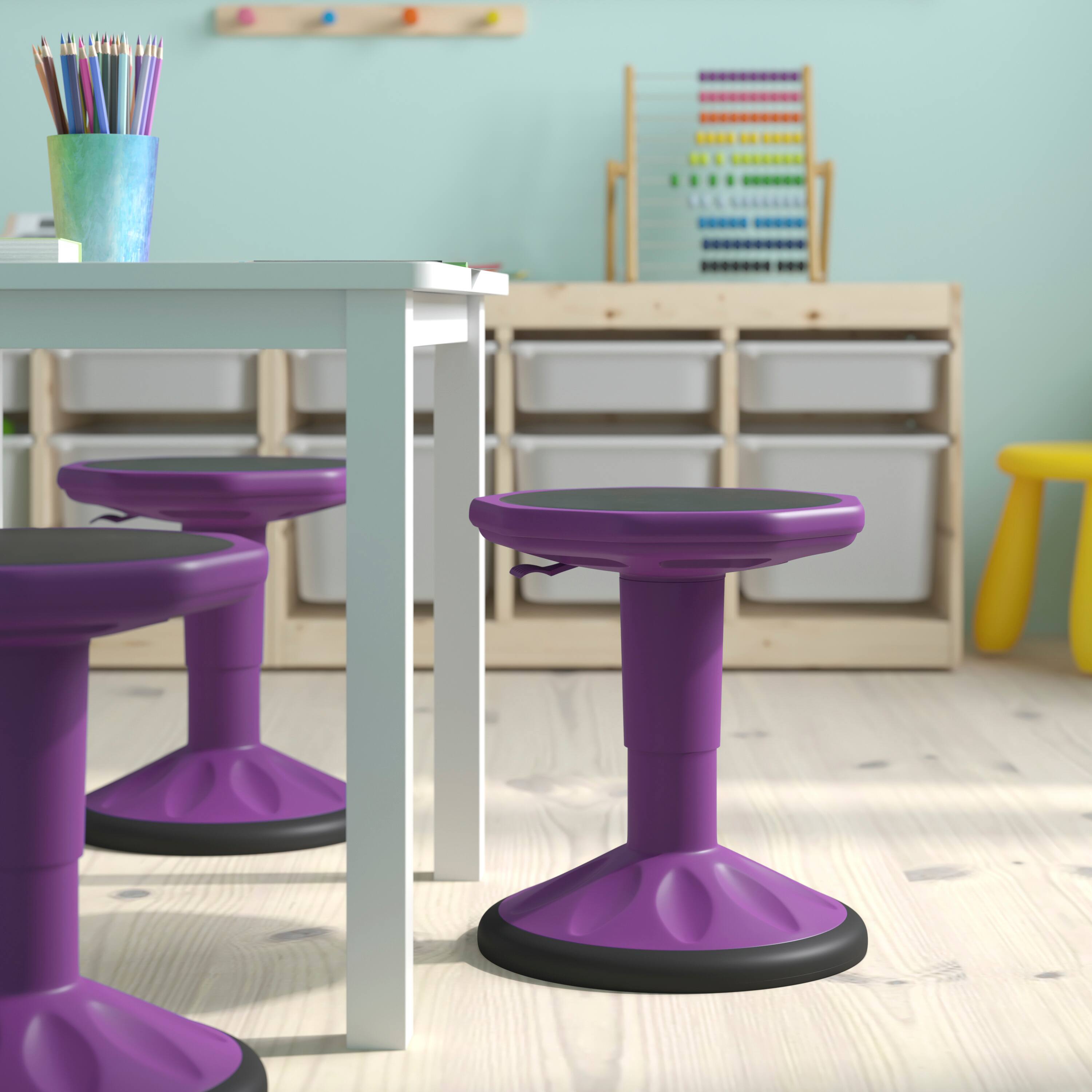 Alt View 4. Flash Furniture - Carter Adjustable Height Kids Flexible Active Stool for Classroom and Home with Non-Skid Bottom in Purple, 14" - 18" Sea - Purple.