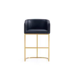 Manhattan Comfort - Louvre Mid-Century Modern Metal Upholstered Counter Stool - Black