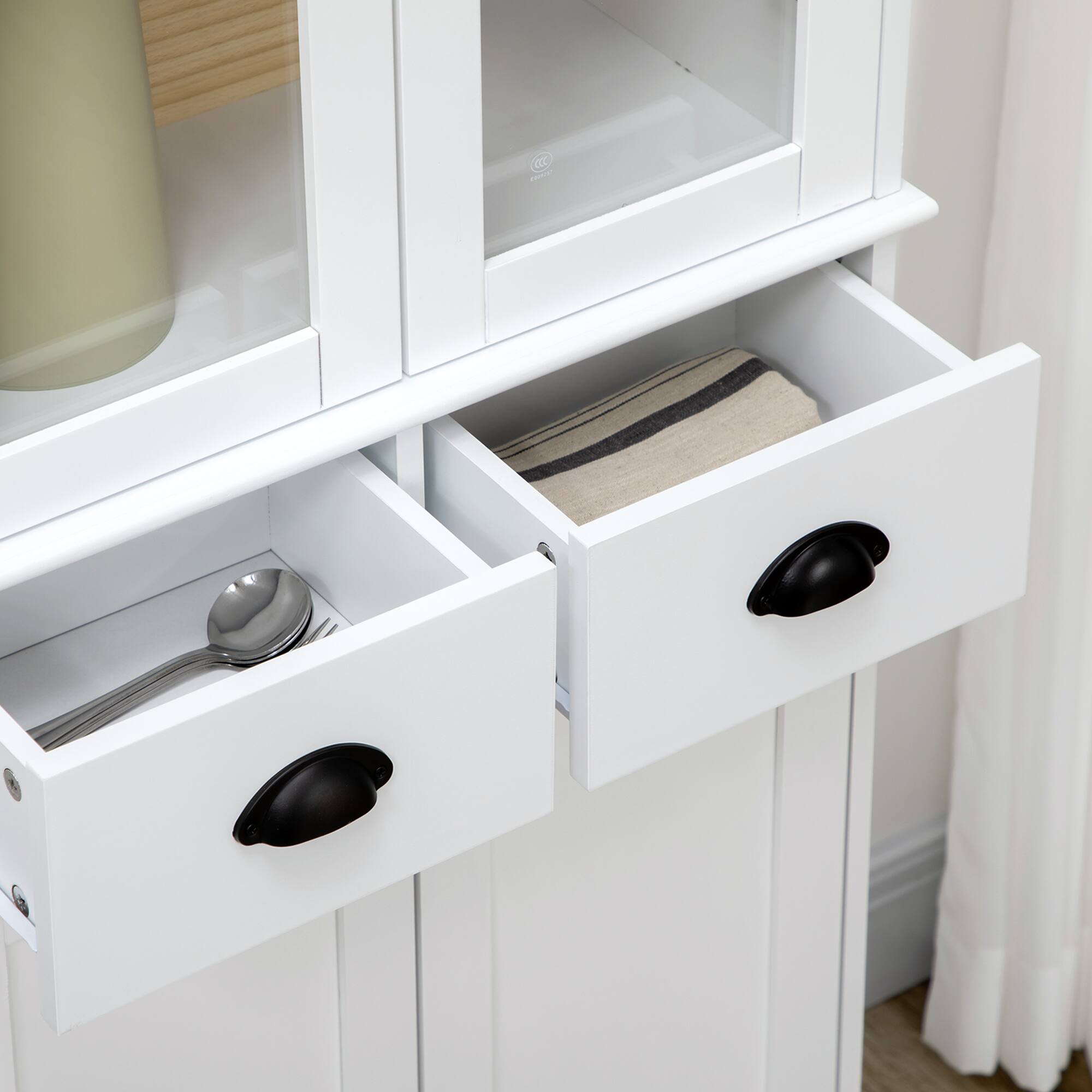 Alt View 7. Homcom - 61" Freestanding Kitchen Pantry, Traditional Style Storage Cabinet with Soft Close Doors, Adjustable Shelves - White.