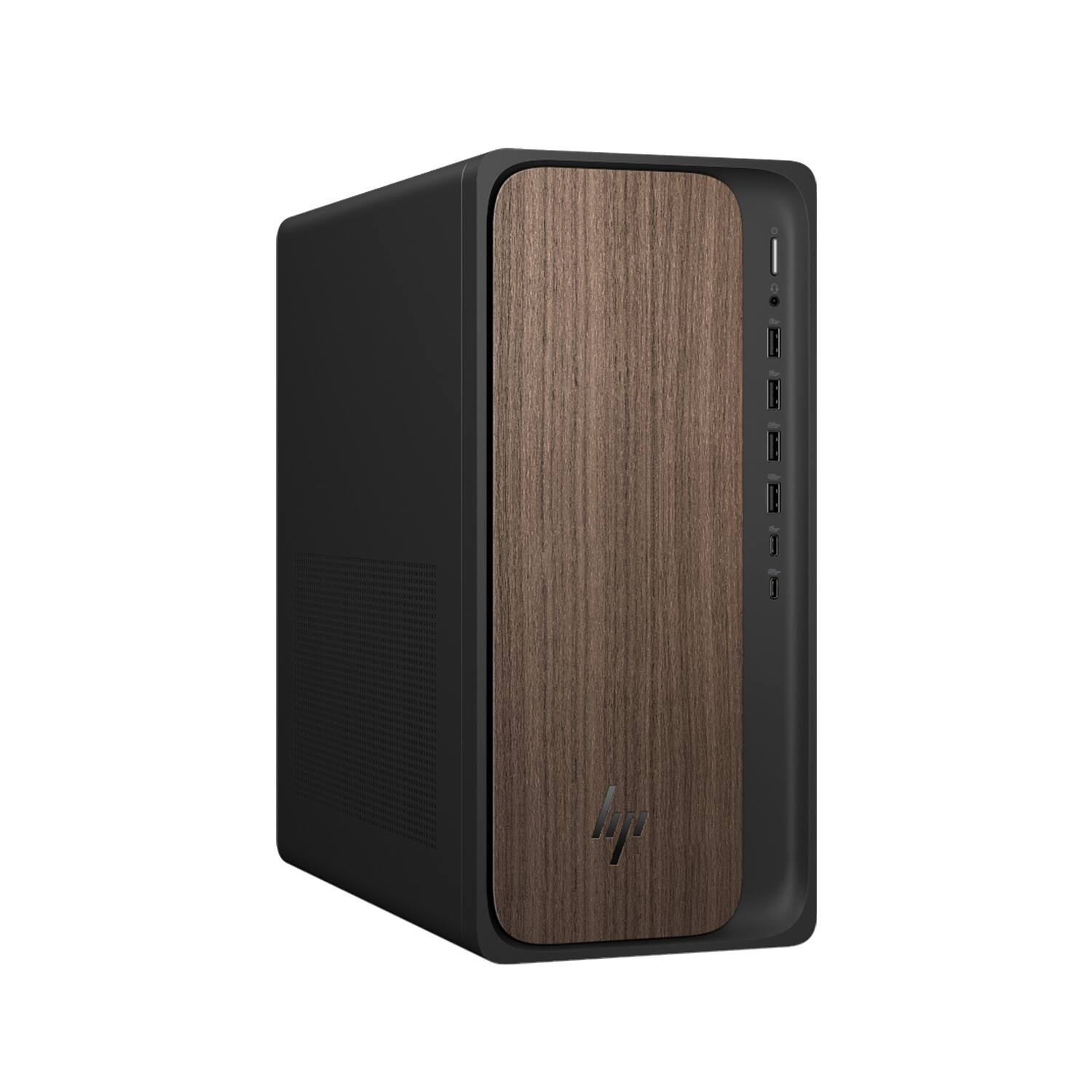 Alt View 3. HP - HP OmniDesk Desktop (Ultra 7-265, 32GB, 1TB SSD, Intel Graphics, WiFi 6, Bluetooth 5.4, Win 11 Home) w/USB Hub - Dark Wood.