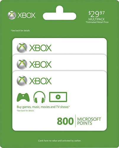  - Xbox LIVE 800 Point Cards (3-Pack)
