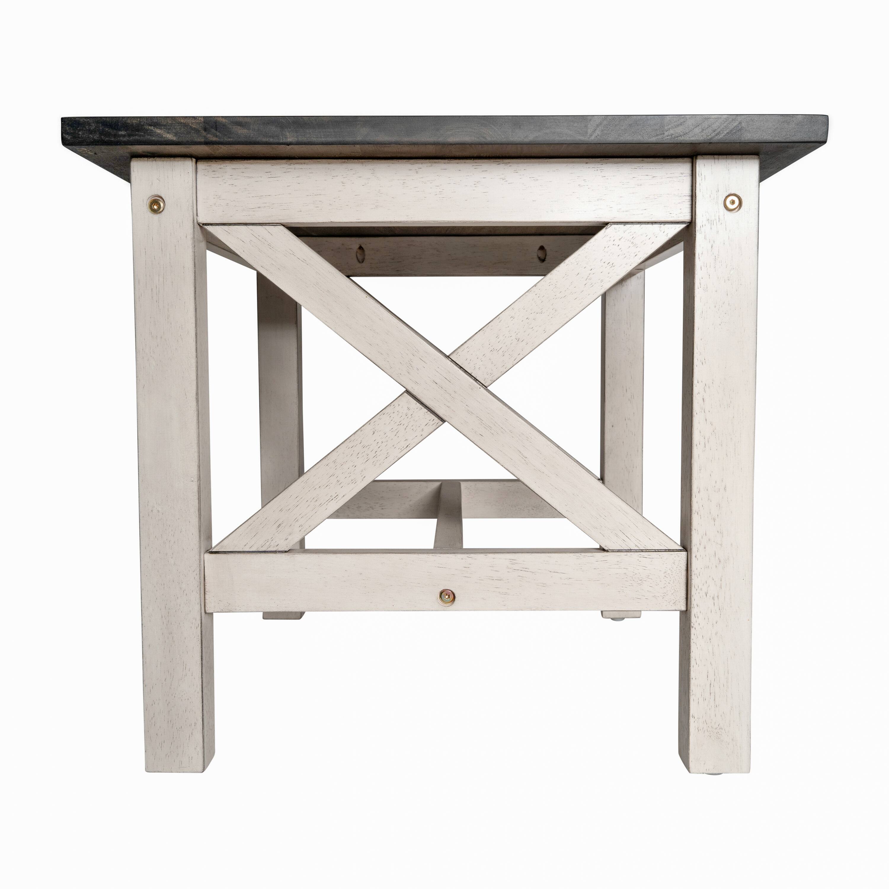 Left. Flash Furniture - Jasper Farmhouse Style Solid Wood End Table with Traditional X-Frame Design in Acacia Gray and Rustic White - Gray.