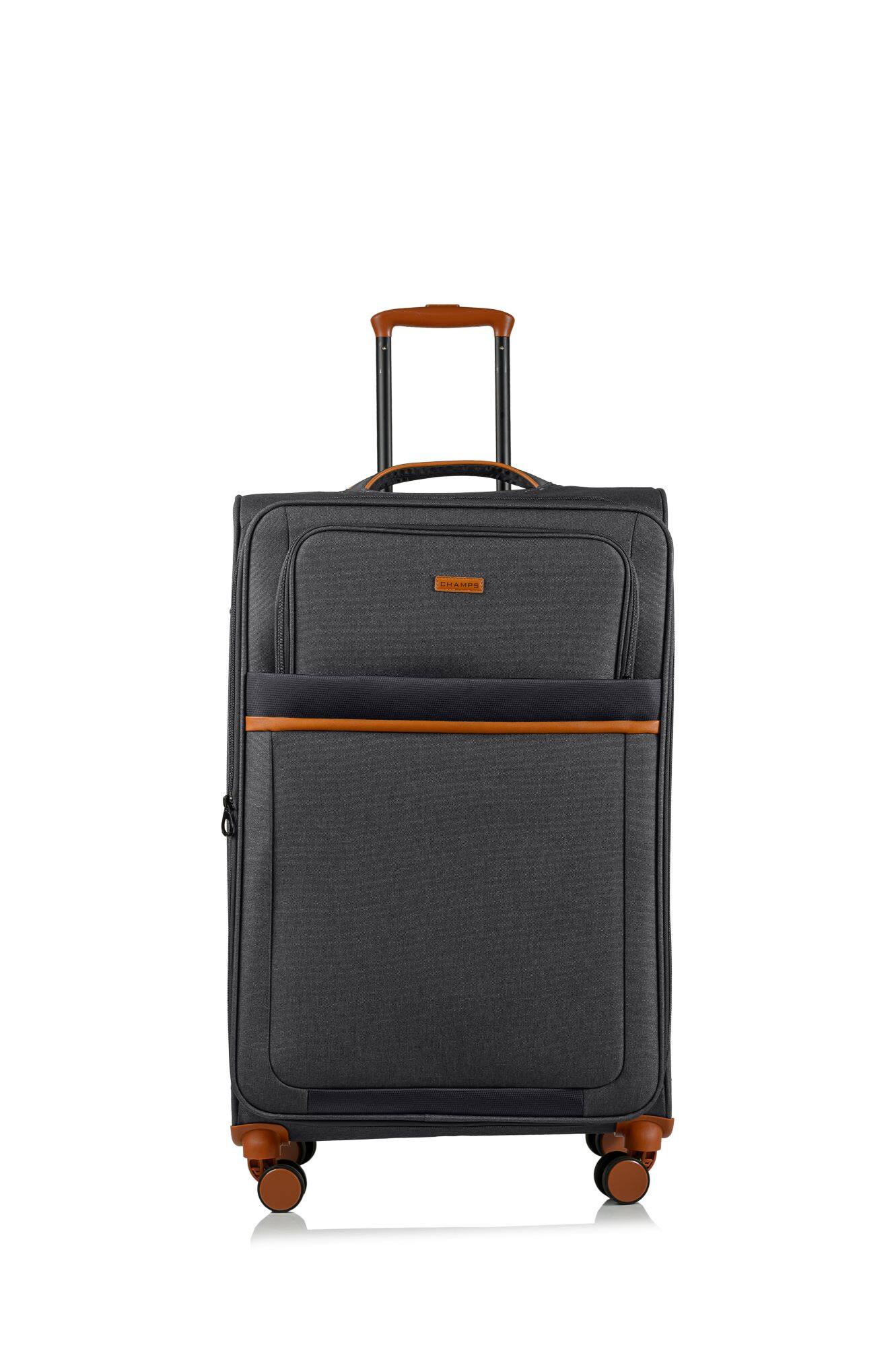 Angle. Champs - Classic II Collection 3 Piece Ultra Soft Side Luggage Set - Grey.