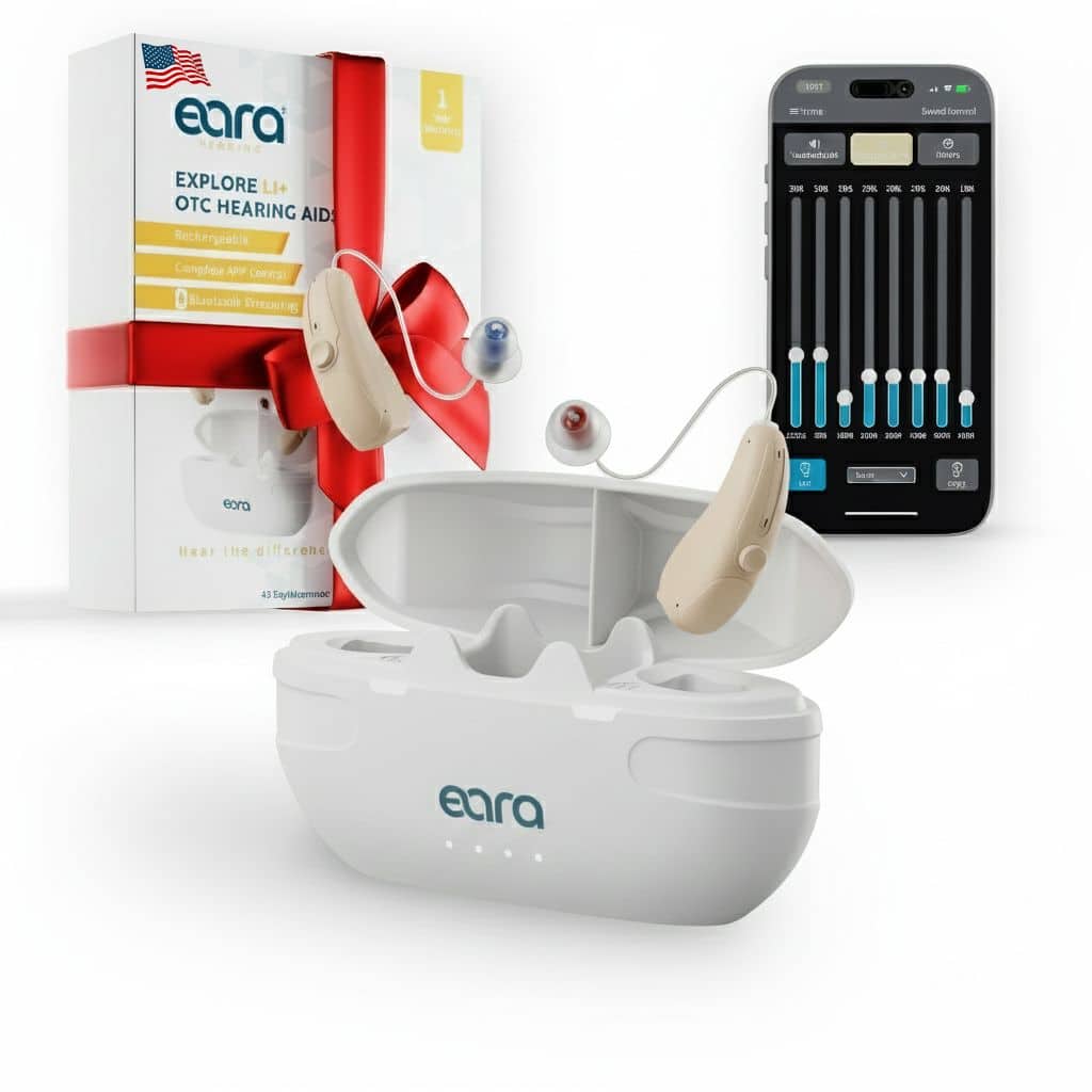 eara EXPLORE L+ OTC HEARING AID Rechargeable Complete APP Leesi 4 Bluetooth Sensor 1.01 toma Smart omonol 4 Nta7ca ie - - I85 - - 20% 20N L JAMS - - - - A - - ... S V 8 STR eora HS the difference d Taylor International