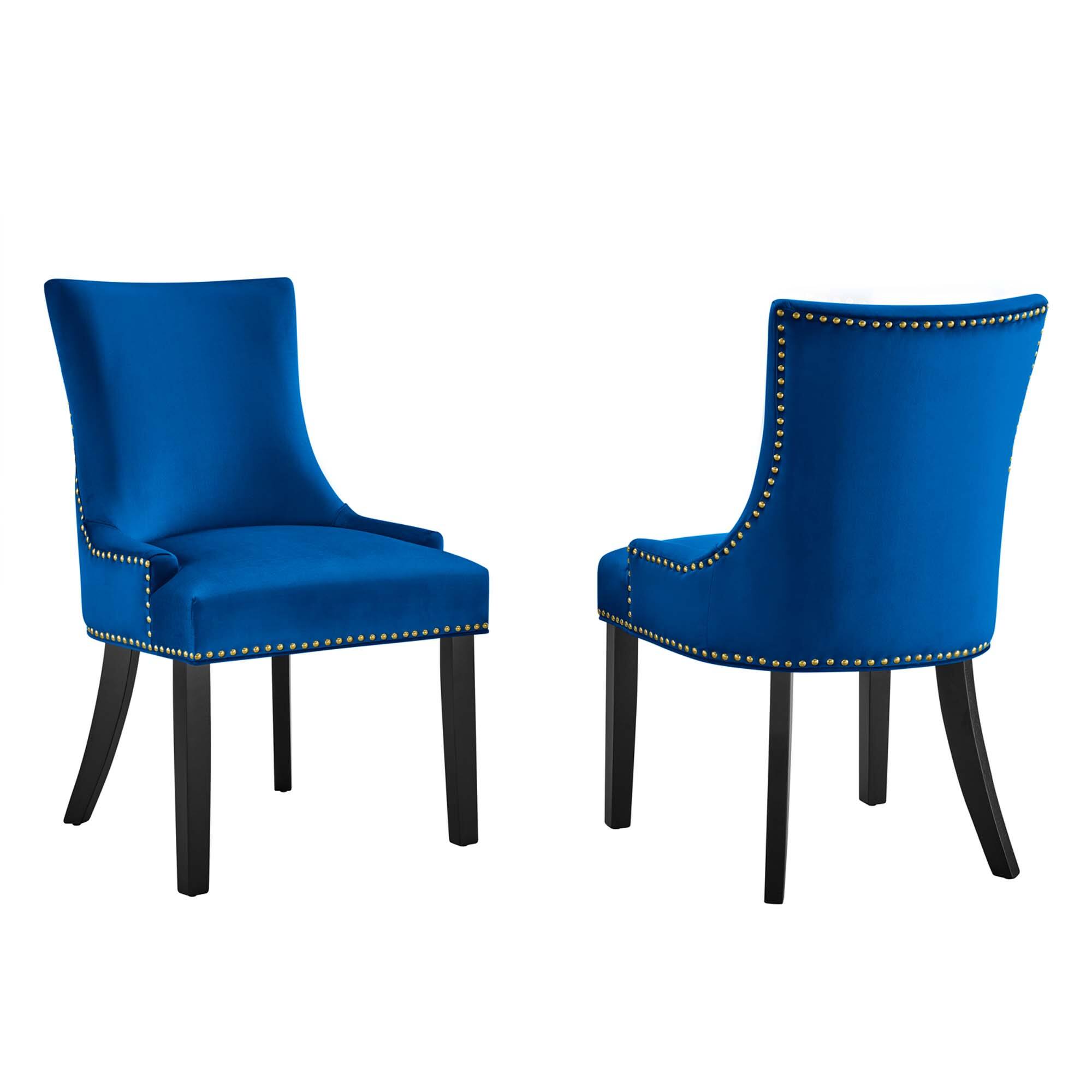 Angle. Modway - Marquis Performance Velvet Dining Chairs Set of 2 by Modway - Navy.